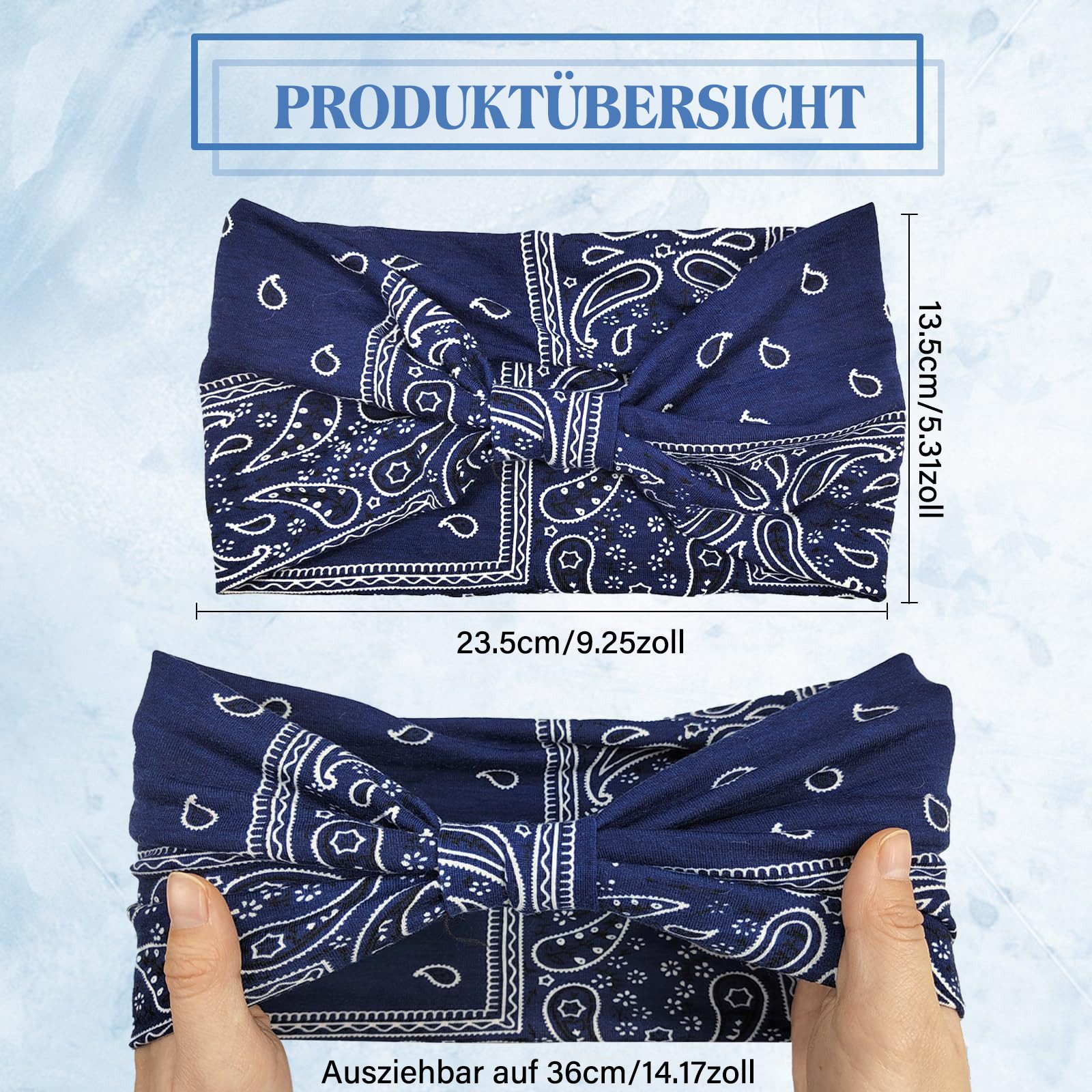 MOPUEA Haarband 6er Set Haarbänder Damen breite elastische weiche Boho-Stirnbänder, 6-tlg.