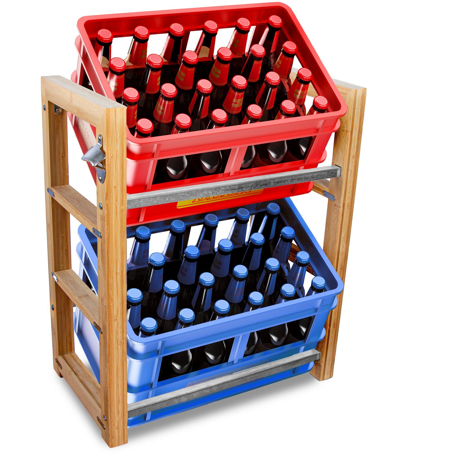 Dimono Flaschenregal DIMONO Bambus Getränkekisten Regal – Ablage für 2/3/6 Kisten, für Bier, Wasser & Limonade, Leergut Aufbewahrung