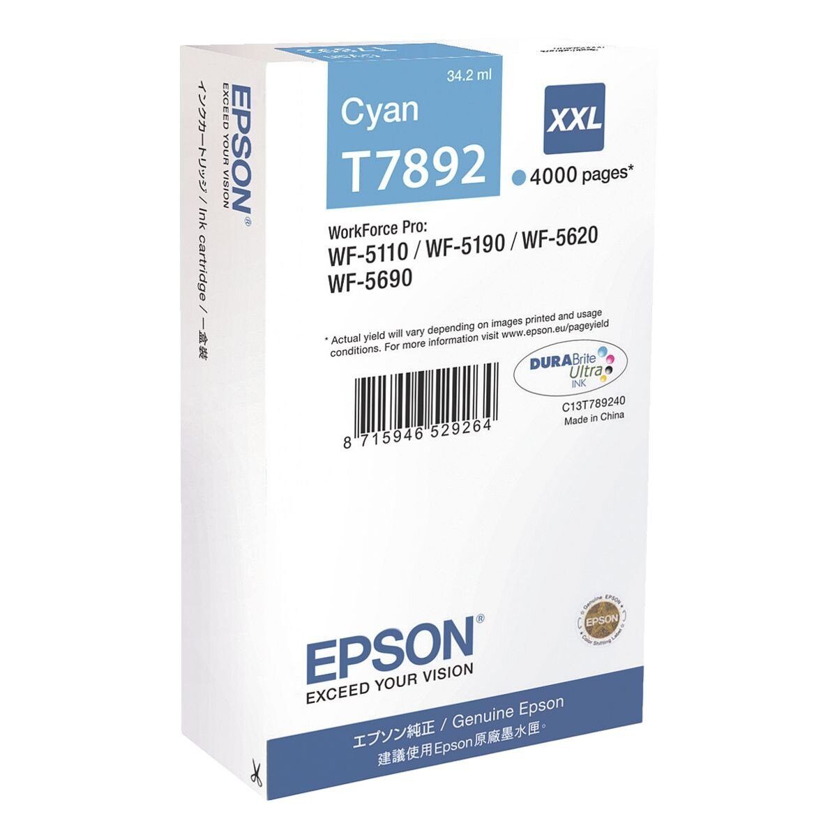 Epson T7892 Tintenpatrone (Original Druckerpatrone, cyan)