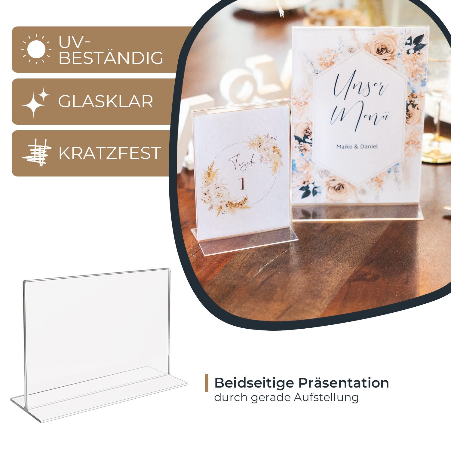 HMF Bilderrahmen Acryl Tischaufsteller DIN A4, Doppelseitiger, für 1 Bilder günstig online kaufen