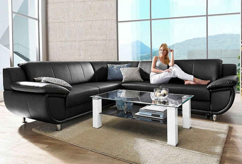 TRENDMANUFAKTUR Ecksofa Rondo, wahlweise mit Bettfunktion, mit extra breiten Armlehnen, L-Form