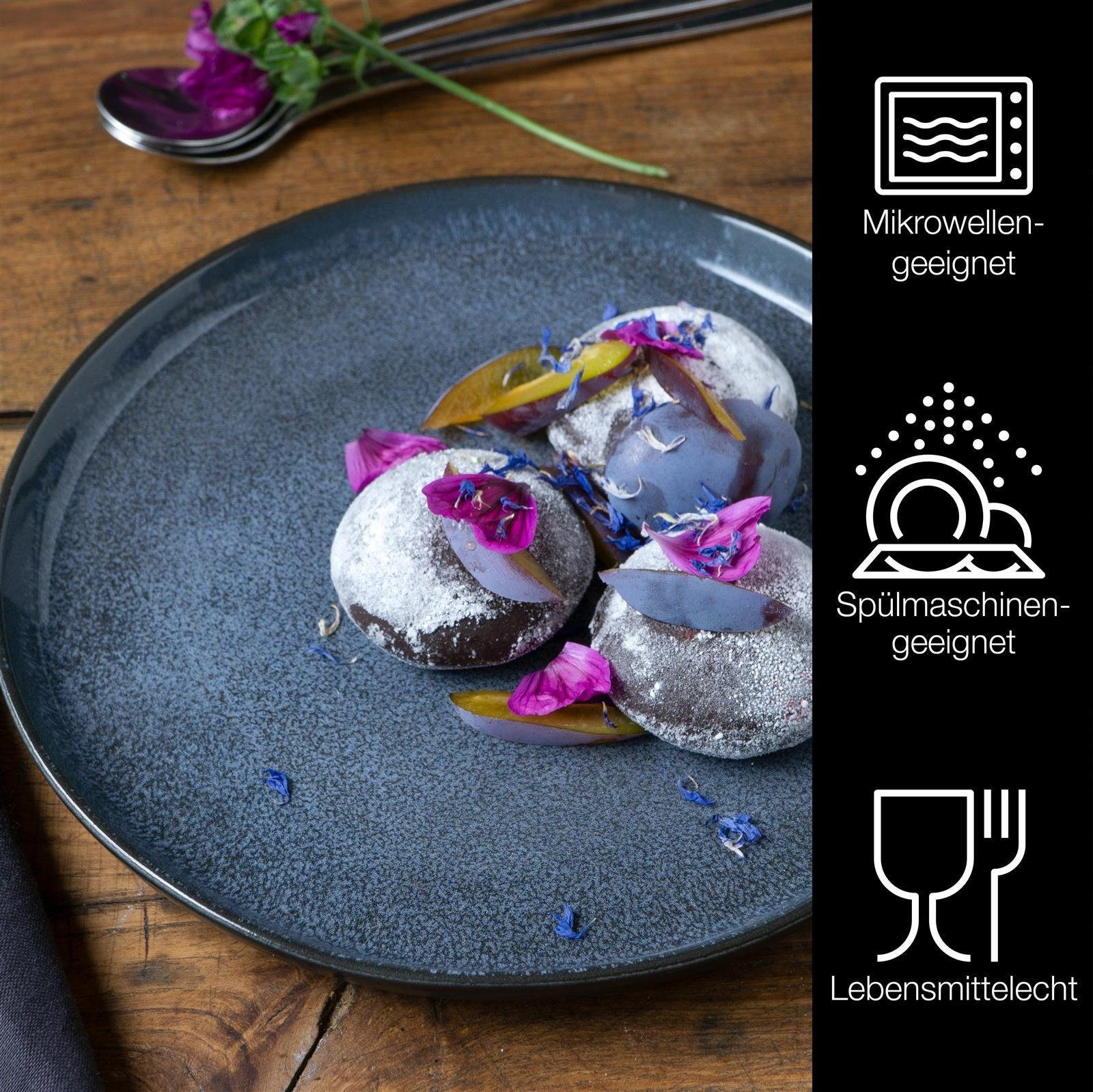 Moritz & Moritz Dessertteller VIDA Dessertteller für 6 Personen Blau, (6 St), Spülmaschinengeeignet, Hochwertiges Porzellan