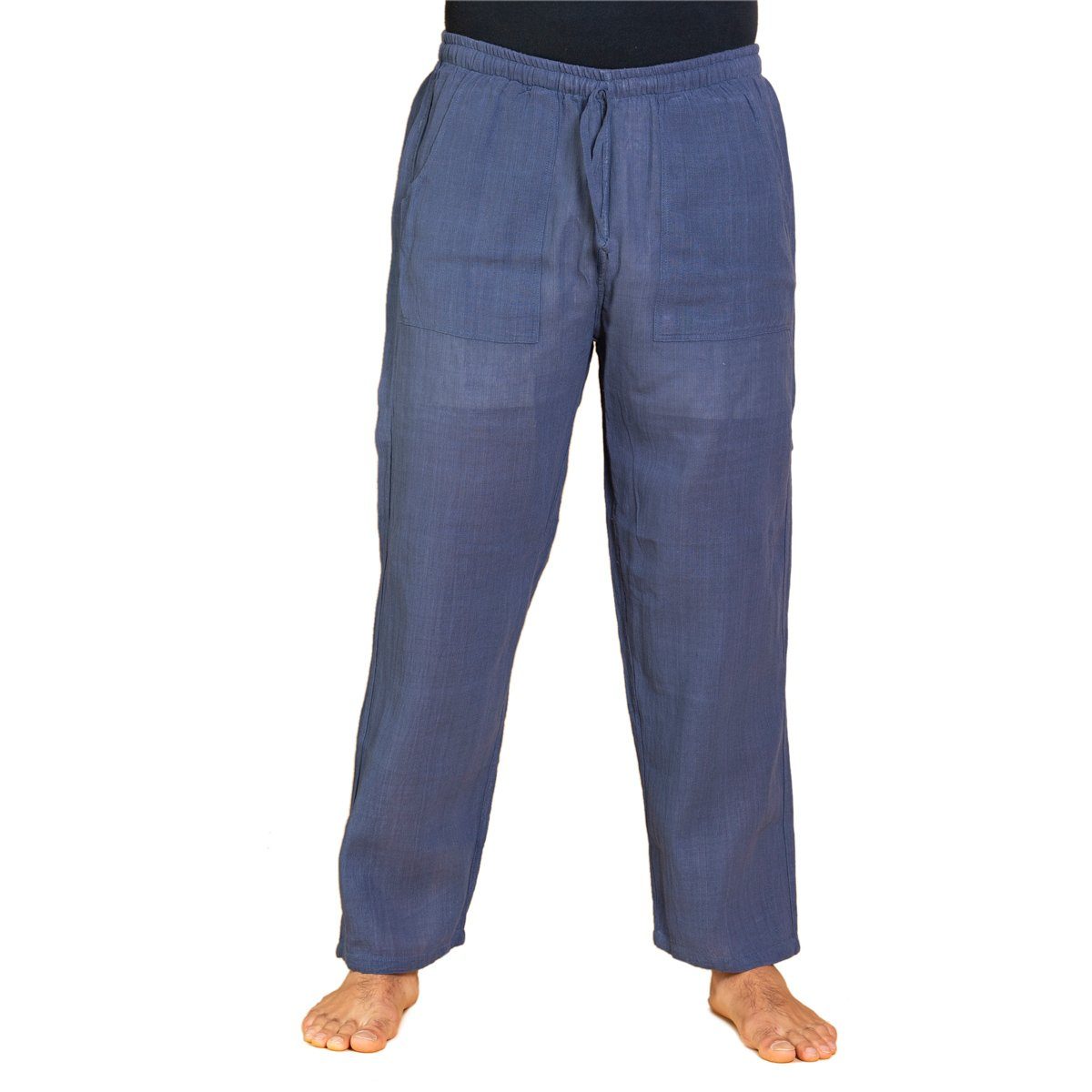 PANASIAM Wellnesshose Handgewebte Baumwollhose 'K' in verschiedenen Designs Freizeithose leger geschnitten Sommerhose Relaxhose Blau