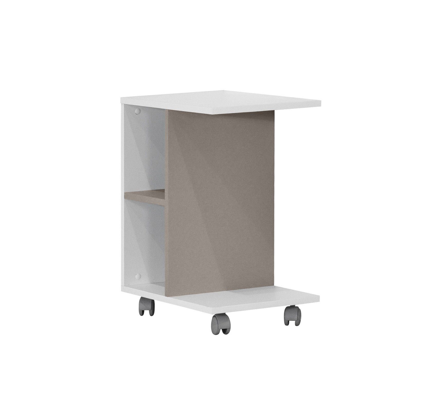 HYPE Rooms Beistellschrank Beistelltisch Sofatisch mit Stauraum weiß-beige zweifarbig, mit Rollen weiß/beige | weiß/beige