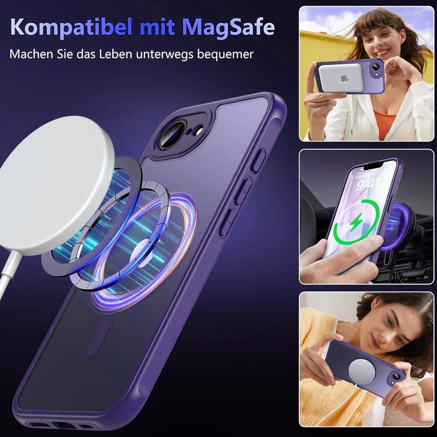 CoolGadget Handyhülle Magnet-Hülle für iPhone 17e / iPhone 16e Schutzhülle magnetisch 6,1 Zoll, Hülle Matt Stoßfest kompatibel mit Magsafe Zubehör Kameraschutz  – Bild 4 von 5