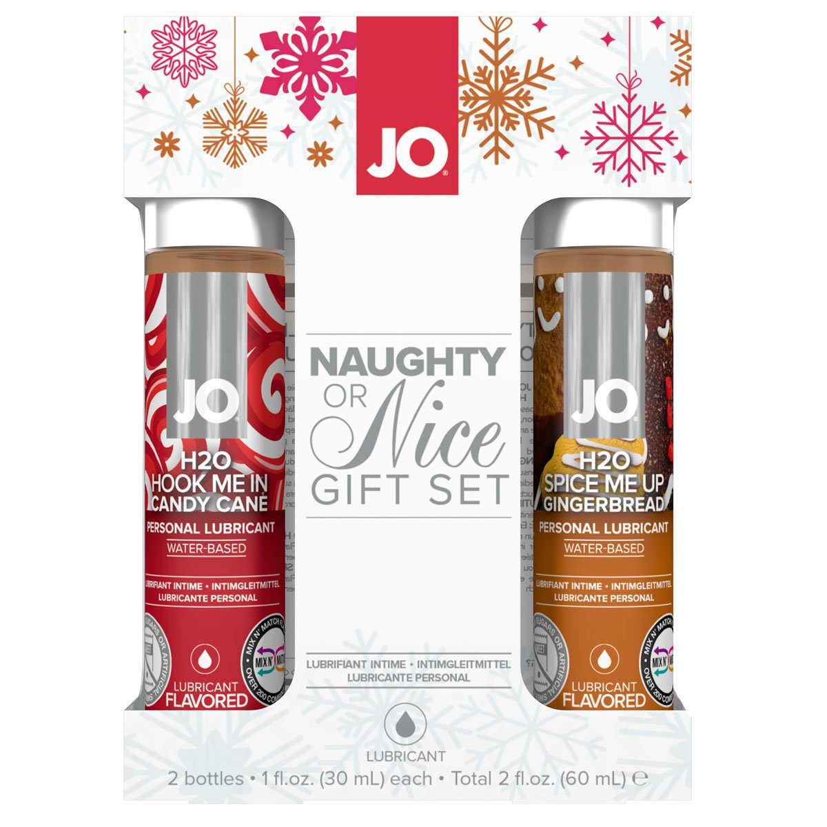 System Jo Gleitgel H2O Naughty or Nice (Zuckerstange & Lebkuchen), Geschenk-Set mit 2 x 30ml, Zuckerfreies Gleitgel mit Weihnachts-Geschmack