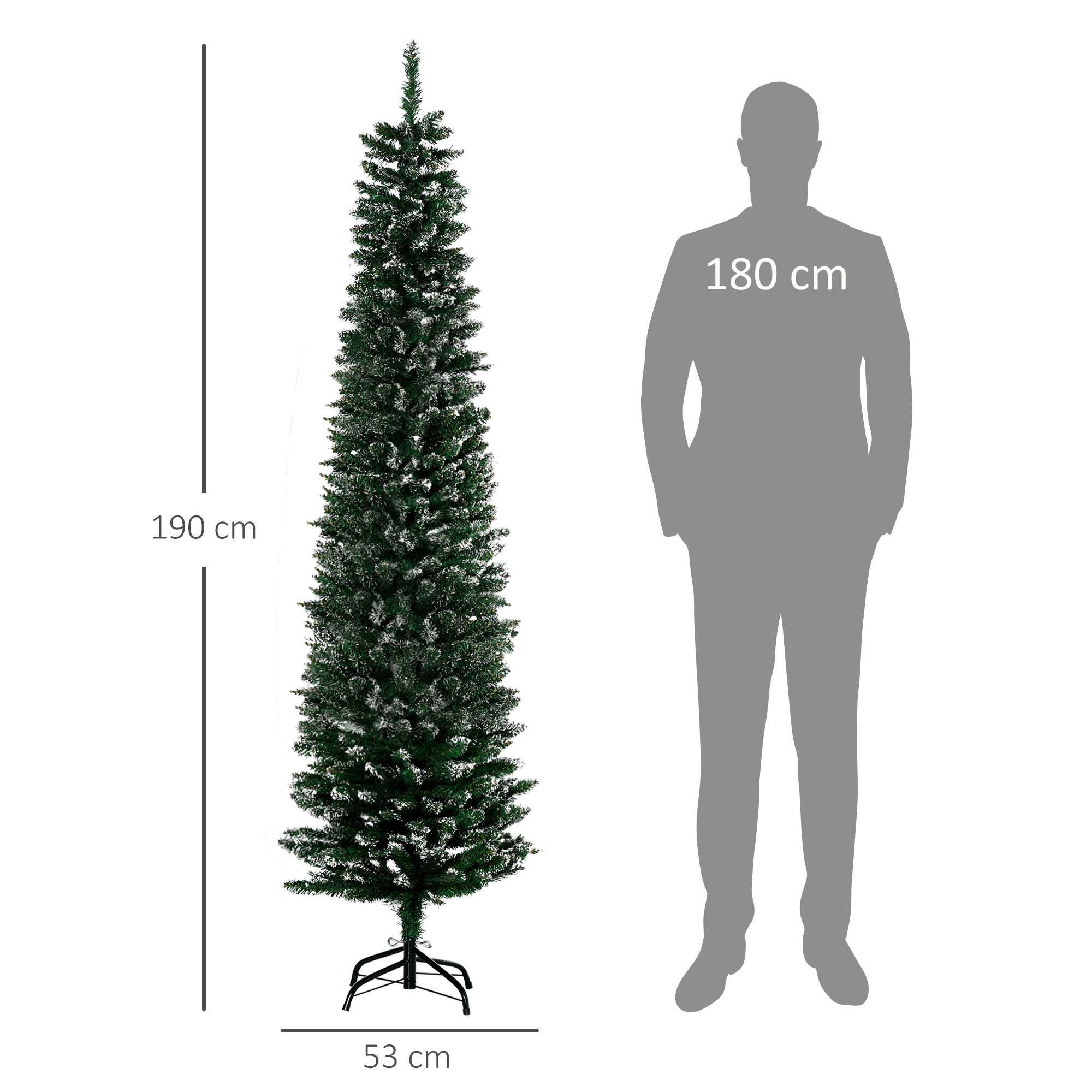 HOMCOM Künstlicher Weihnachtsbaum Tannenbaum künstlich mit Kunstschnee, 570 Spitzen Christbaum, Tanne, für Weihnachten Deko, Grün
