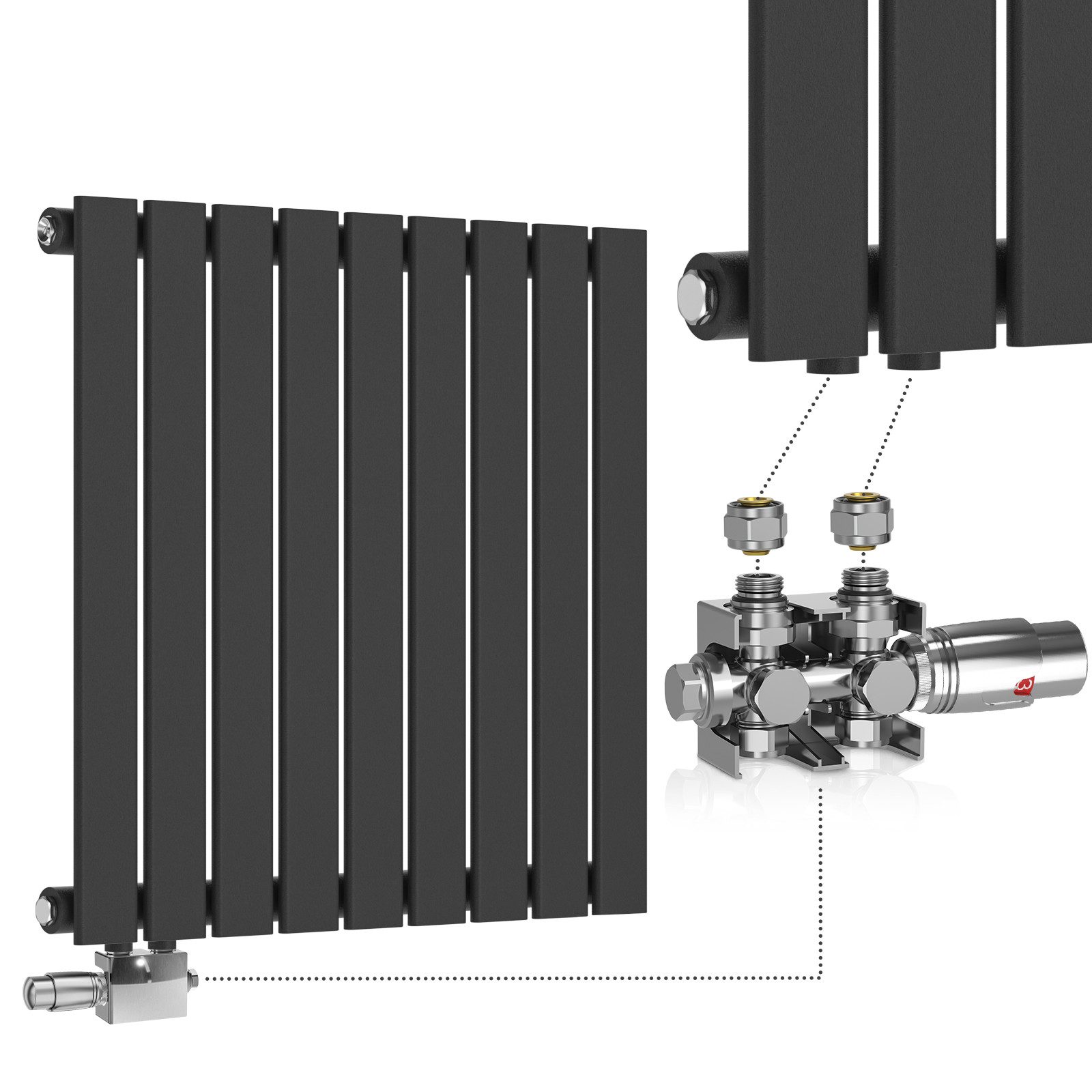 Designheizkörper Design Heizkörper - Einlagig/Doppellagig, Weiß/Anthrazit, Multiblock