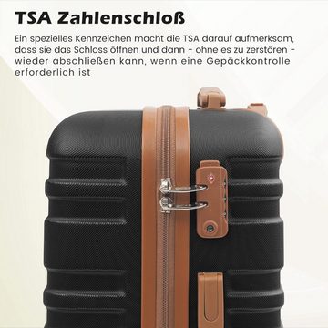 Coolife Kofferset Reisekoffer von ABS Hartschalen Trolley 4 Rollen, 4 Rollen, mit TSA-Schloss Der Koffer Enthält 1 Reisetasche und 1 Kulturbeutel