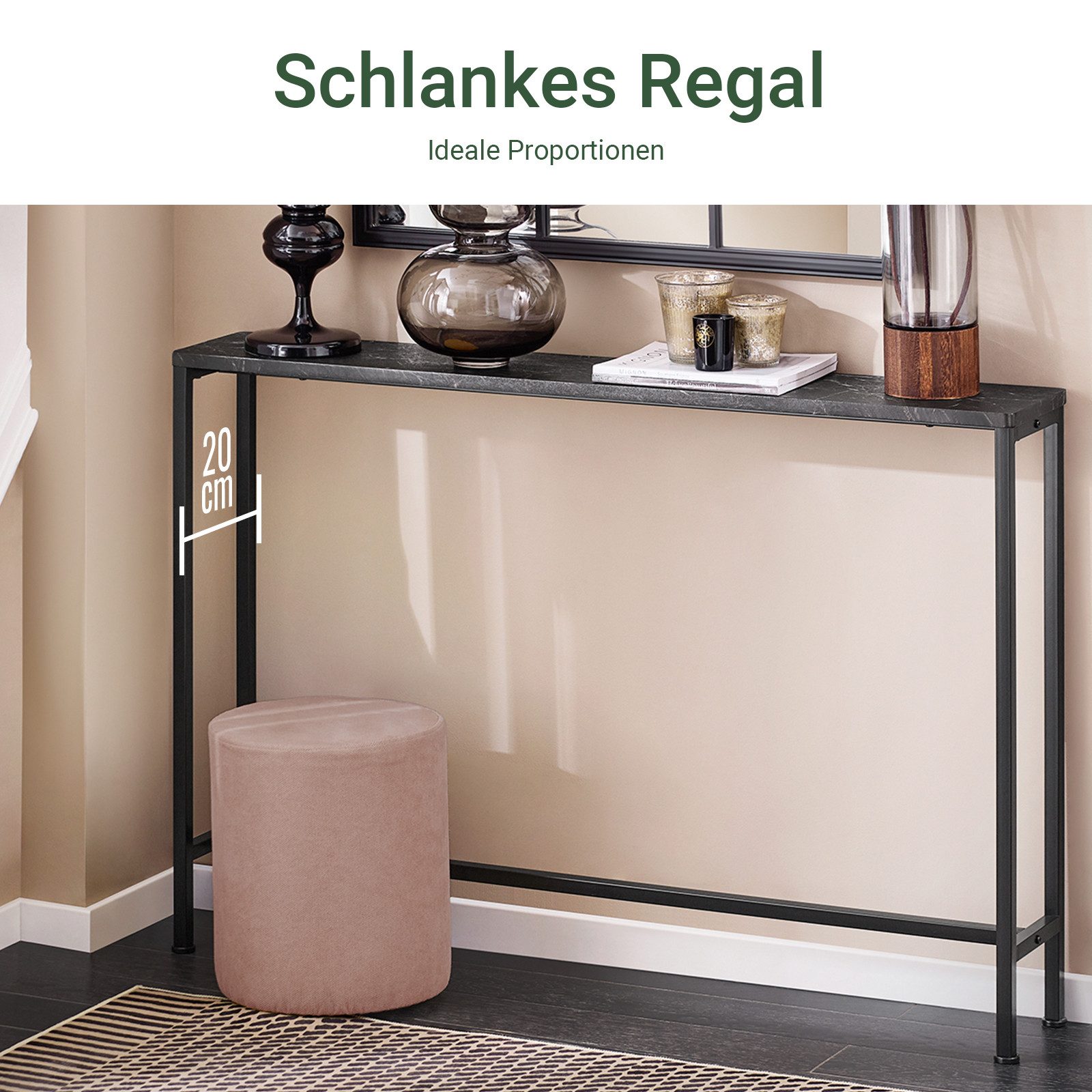 SoBuy Konsolentisch FSB19-XL, Flurtisch schmal, Beistelltisch, Sofatisch Sideboard, Konsolentisch, für Flur Möbel, Büro, schmales Design, Breite 120 cm – Bild 3 von 5