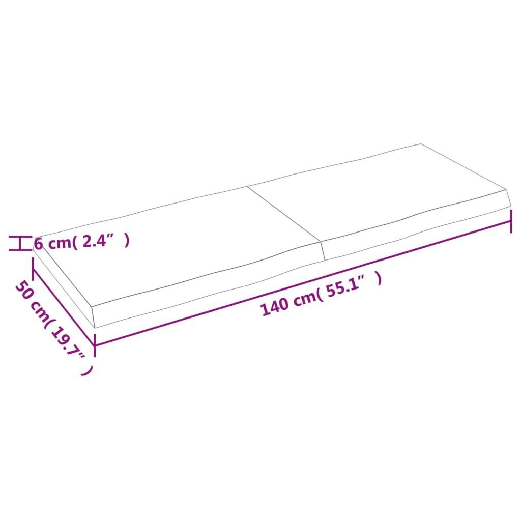 140x50x(2-6) St) Massivholz Baumkante furnicato Behandelt (1 cm Tischplatte