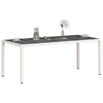 vidaXL Gartentisch Gartentisch mit Glasplatte Weiß 190x90x75 cm Poly Rattan