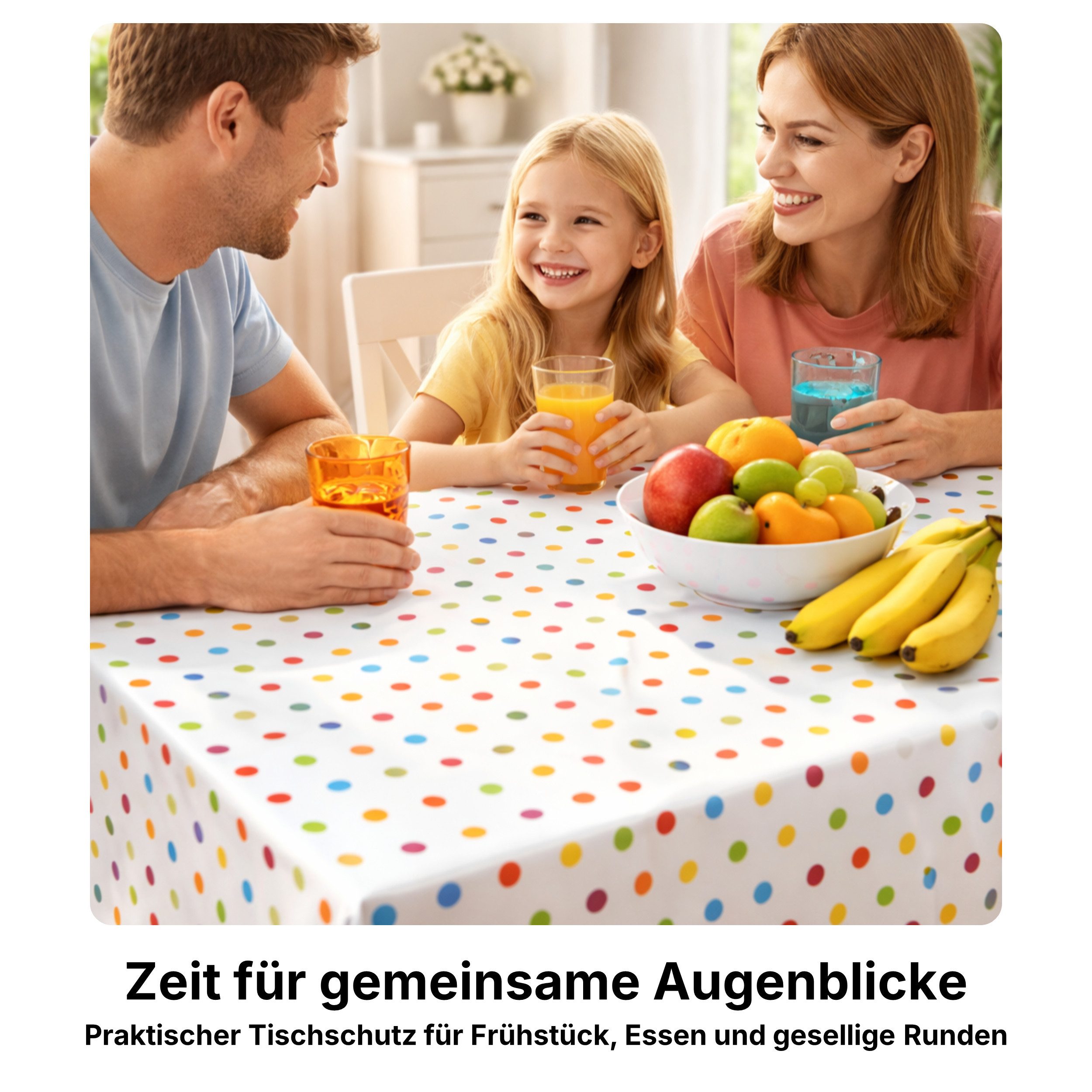 Melody Gartentischdecke Wachstuch Tischdecke Gartentischdecke Punkte bunt klein, bedruckt, abwischbar, wasserfest, fleckschutz