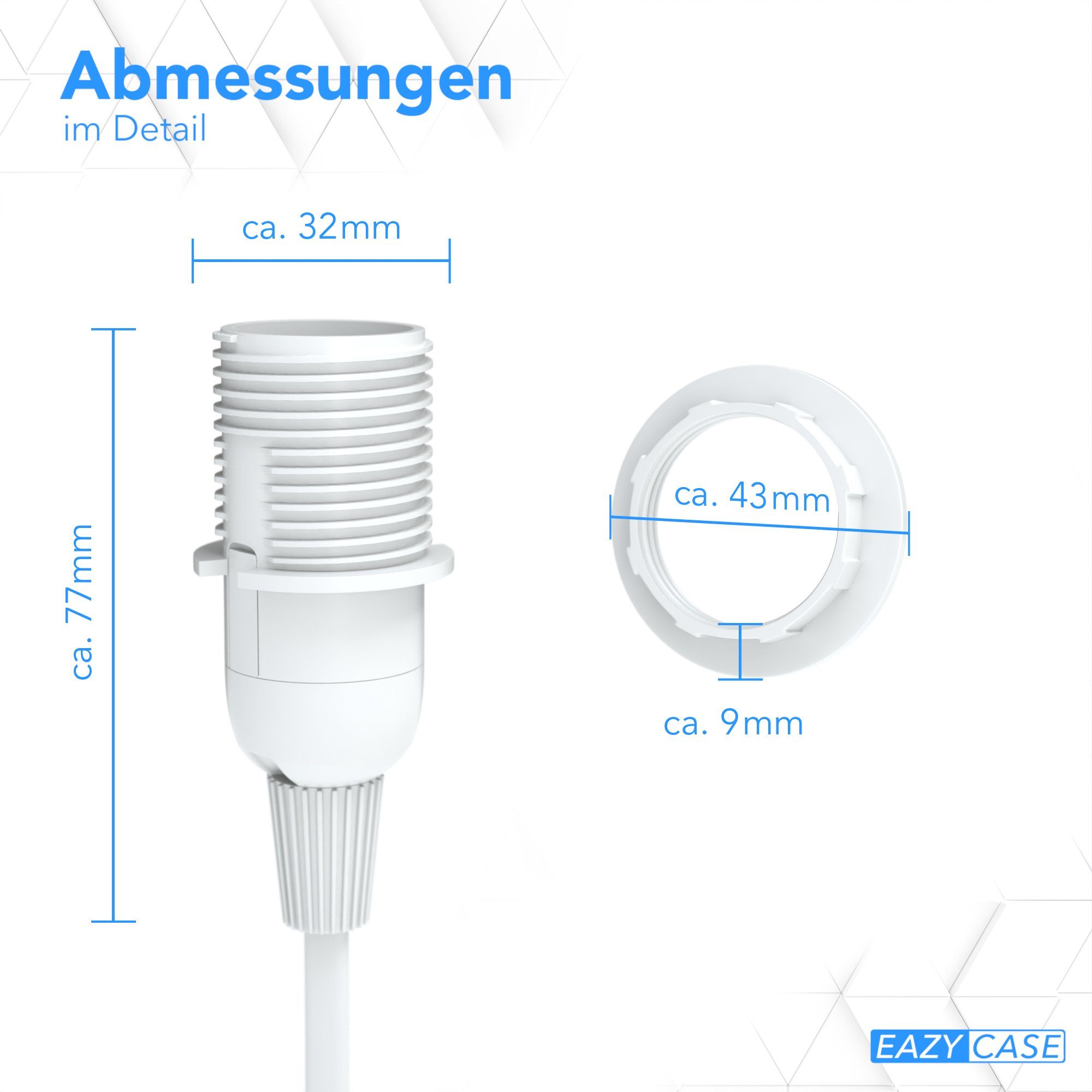 EAZY CASE Lampenfassung E14 Lampensockel mit Schalter und Kabel 3,5m, E14 Fassung für Lampenschirm DIY Lampe zum Aufhängen Stromkabel Weiß