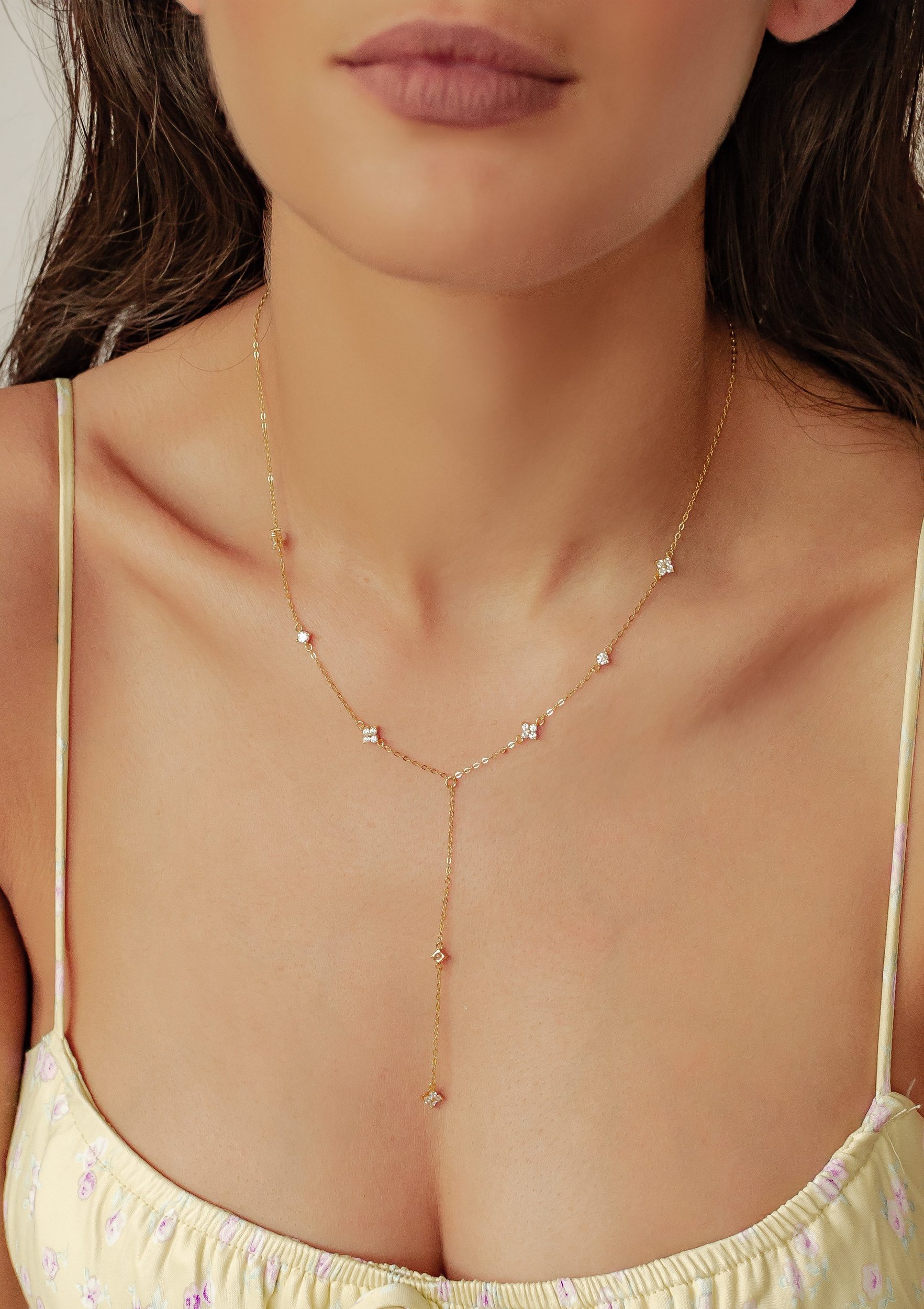 Hey Happiness Statementkette Blumen Y-Kette mit Zirkonia, Elegante Damen 92 günstig online kaufen