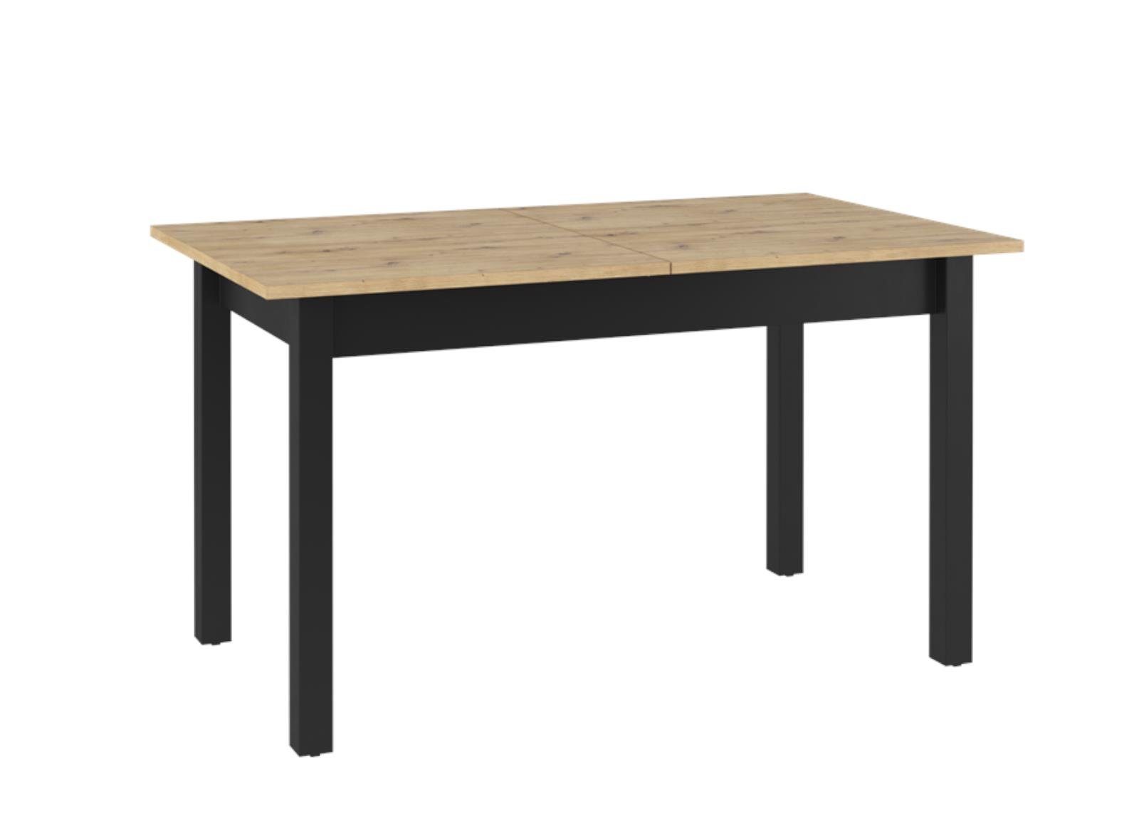 Beautysofa Esstisch Quant (mit Laminat Tischplatte, 84 x 146 / 186 cm (B x L / L1), ausziehabre Tisch im modernen Stil, mit schwarze, schlanke Beine