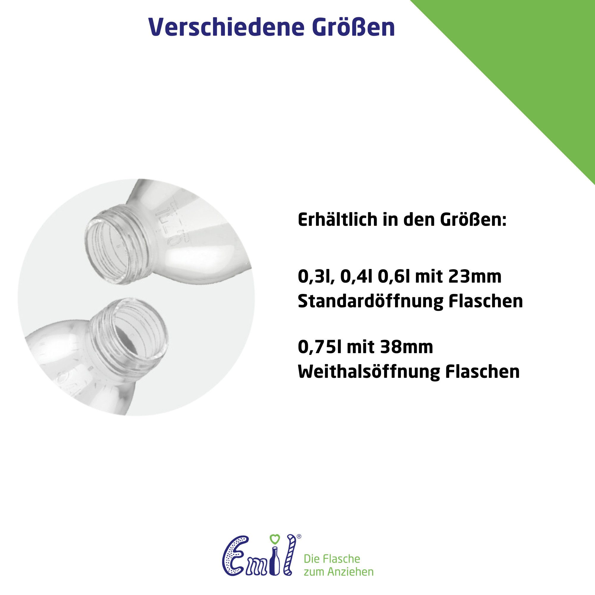 Emil Trinkflasche Verschluss Ersatzdeckel, Drehverschluss für Glasflaschen zum Schrauben