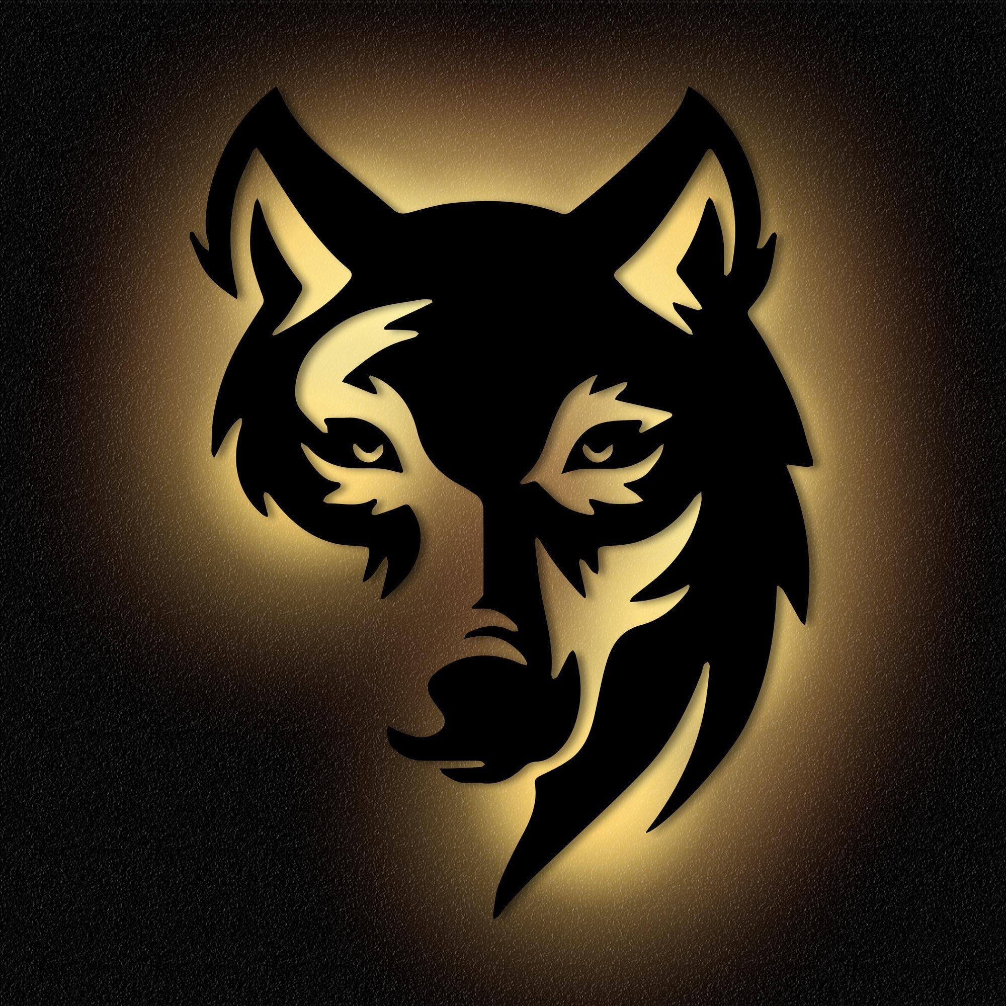Namofactur LED Wandleuchte Wolf Wanddeko Lampe aus MDF Holz, schwarz, LED f günstig online kaufen