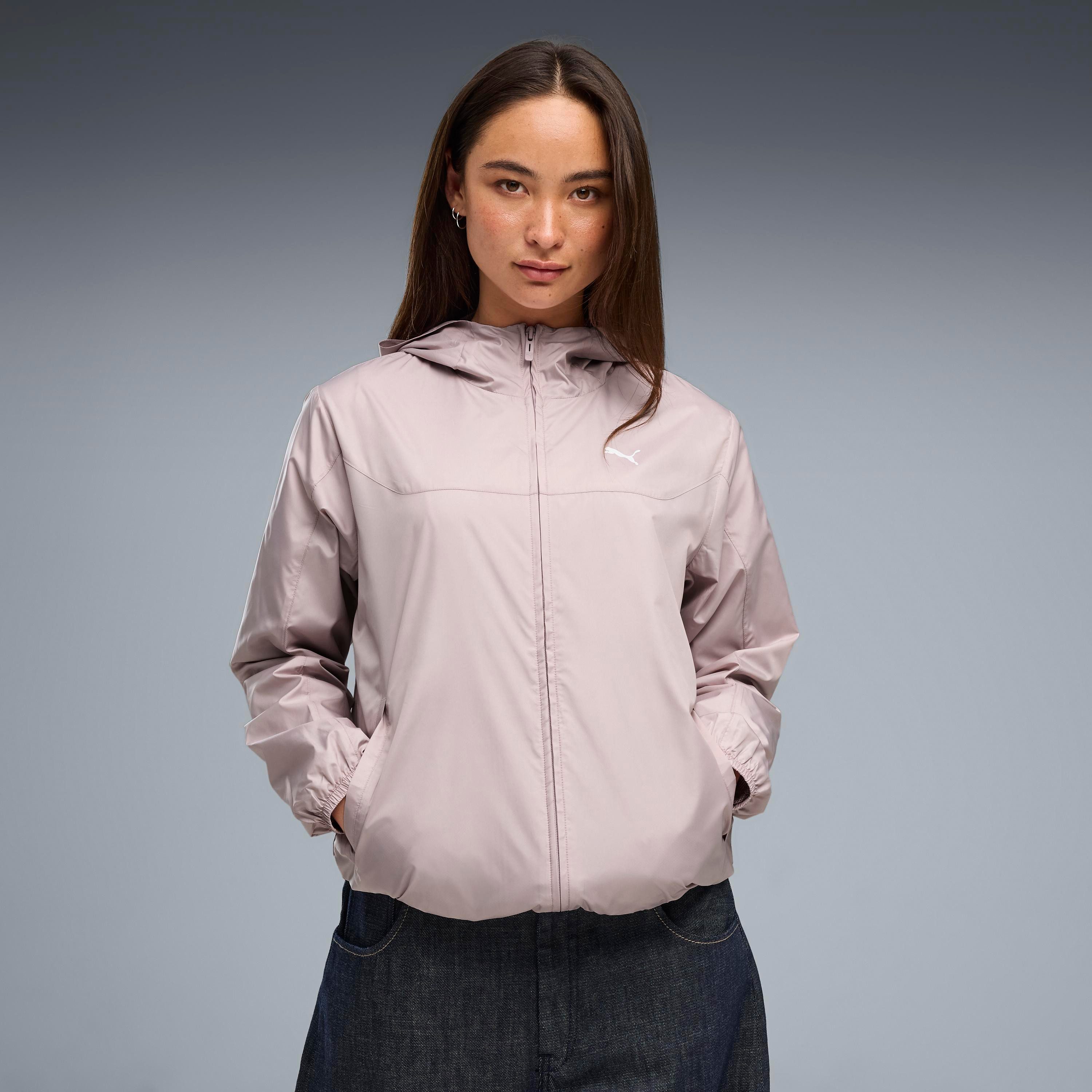 PUMA Windbreaker ESS REGULAR WINDBREAKER mit Gummiprint-Logo, mit Kapuze, mit elastischen Bündchen und Saum