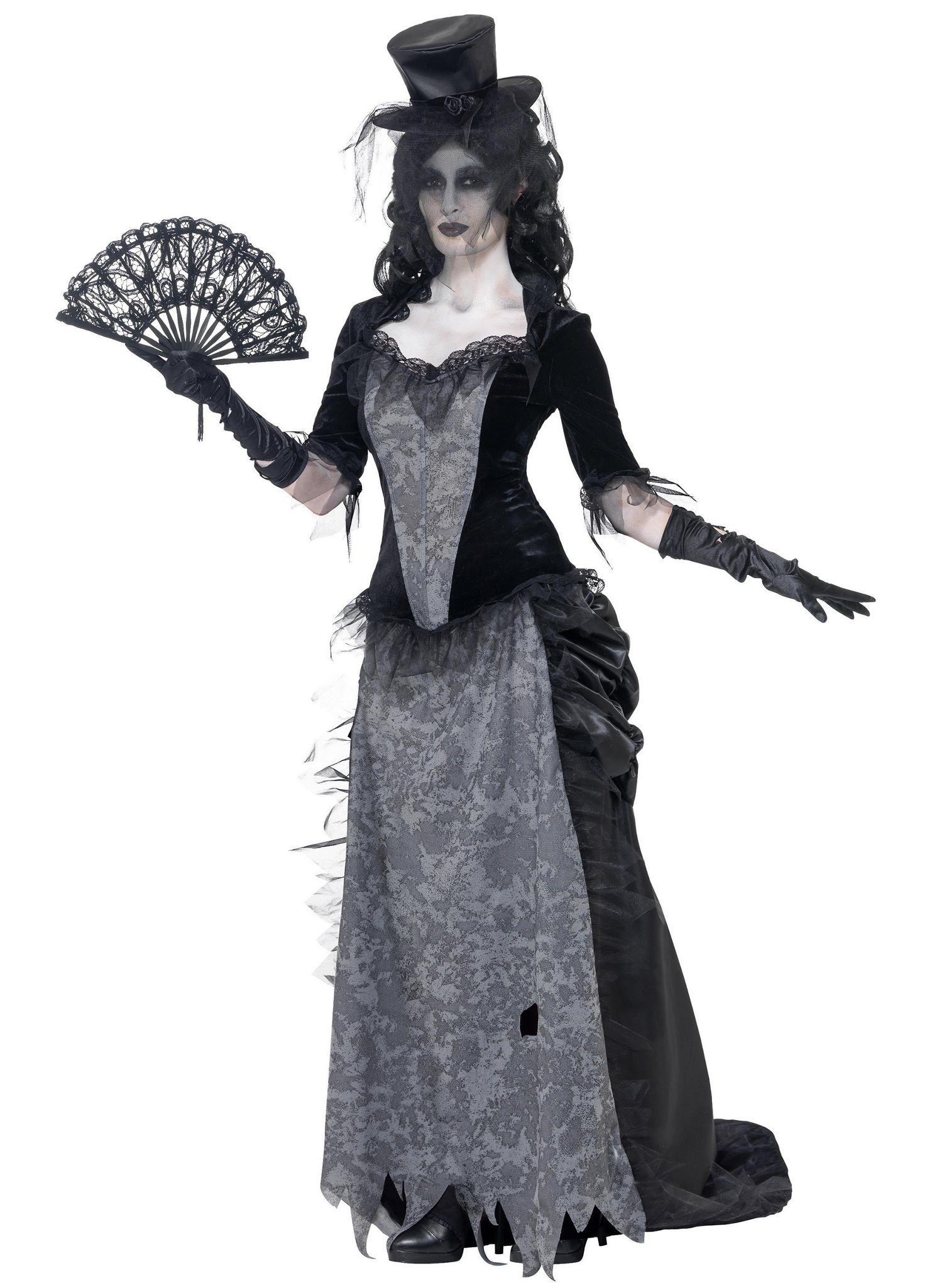 Smiffys Vampir-Kostüm Geisterstadt Lady, Schickes Kleid für Geister, Vampire oder untote Steampunker!
