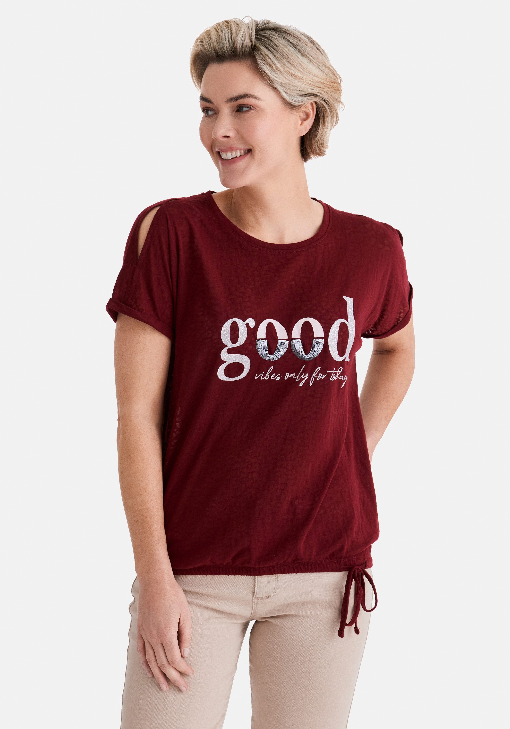 STOOKER WOMEN Kurzarmshirt STCLEA Print T-Shirt Regular Fit T-Shirt Spitzen- Shirt für Damen