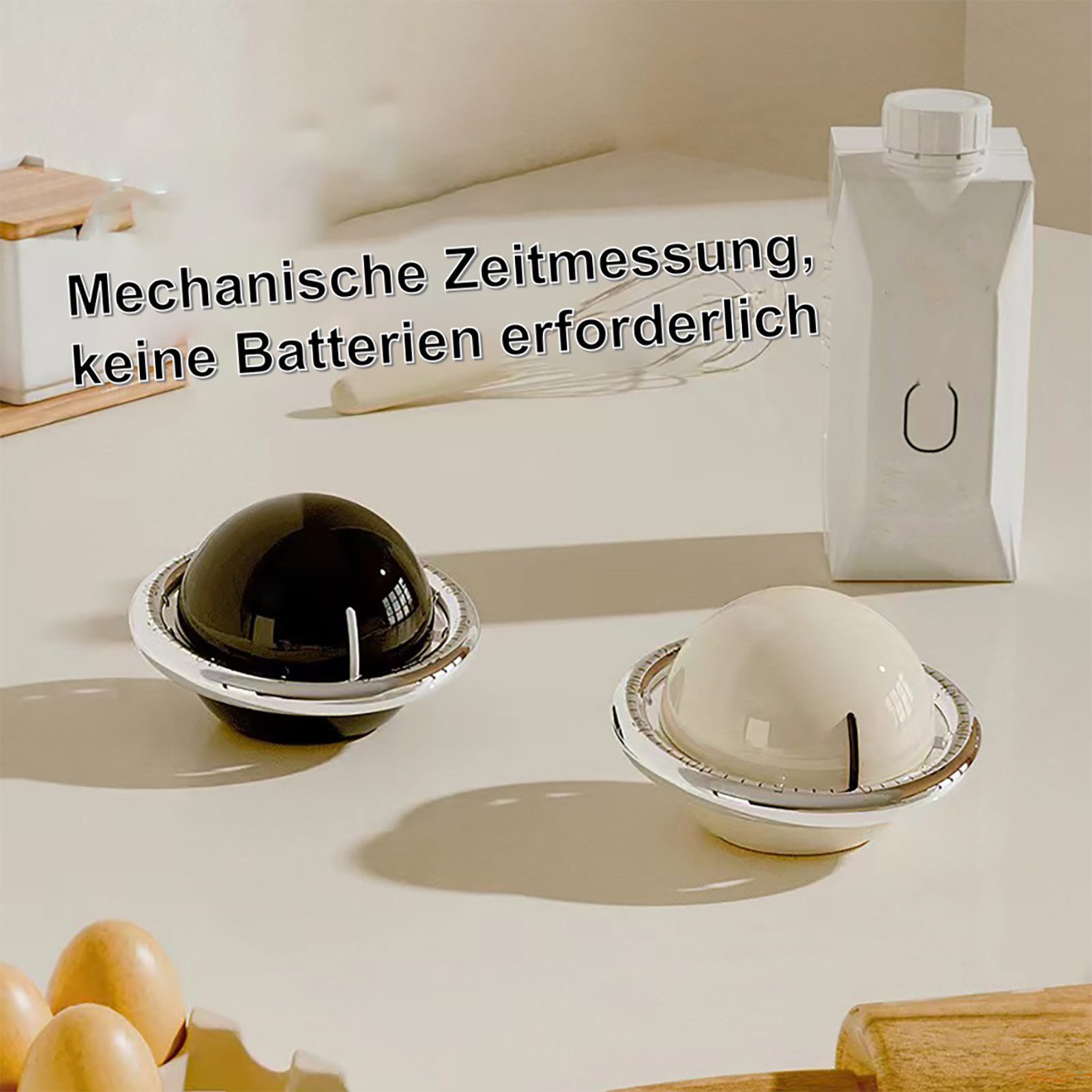 Jumpeak Küchentimer Küchentimer mechanisch – ringförmig, ohne Batterie, Schwarz & Weiß Küchenhelfer, Zeitmanagement, visueller Timer für Kinder & Senioren
