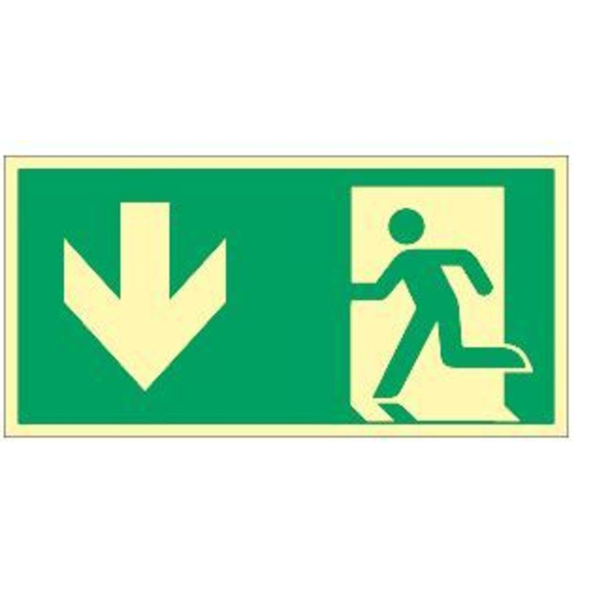 MOEDEL Hinweisschild Notausgang links Pfeil unten ISO 7010 Kunststoff langnachleuchtend 29