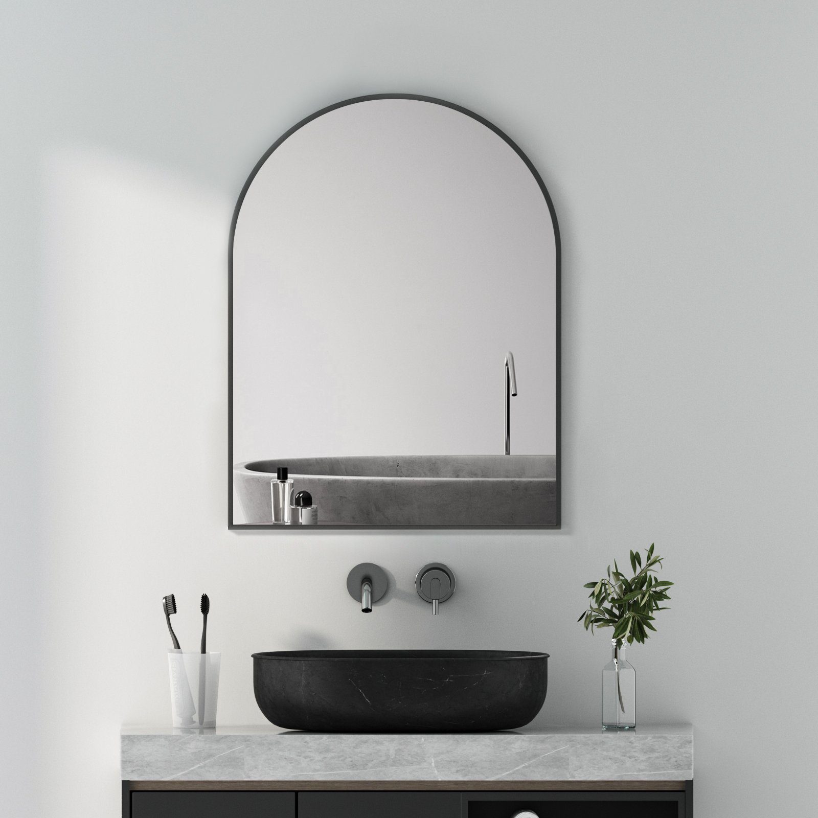 Boromal Wandspiegel Schwarz 50x70 60x80 Badspiegel Flurspiegel mit Metall R günstig online kaufen