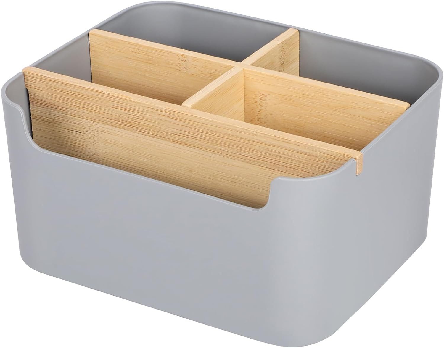 FELIXLEO Briefablage Bambus Schreibtisch Organizer 5 Fächer Stifthalter Grau (1-St)