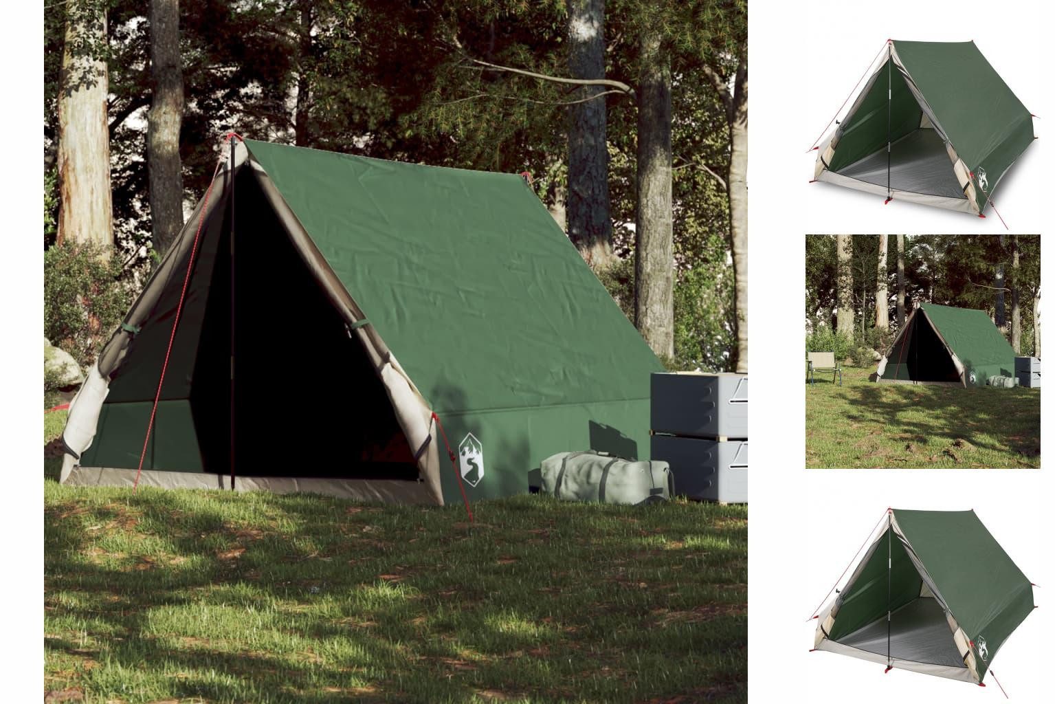 vidaXL Vorzelt Camping-Keilzelt 2 Personen Grün Wasserdicht
