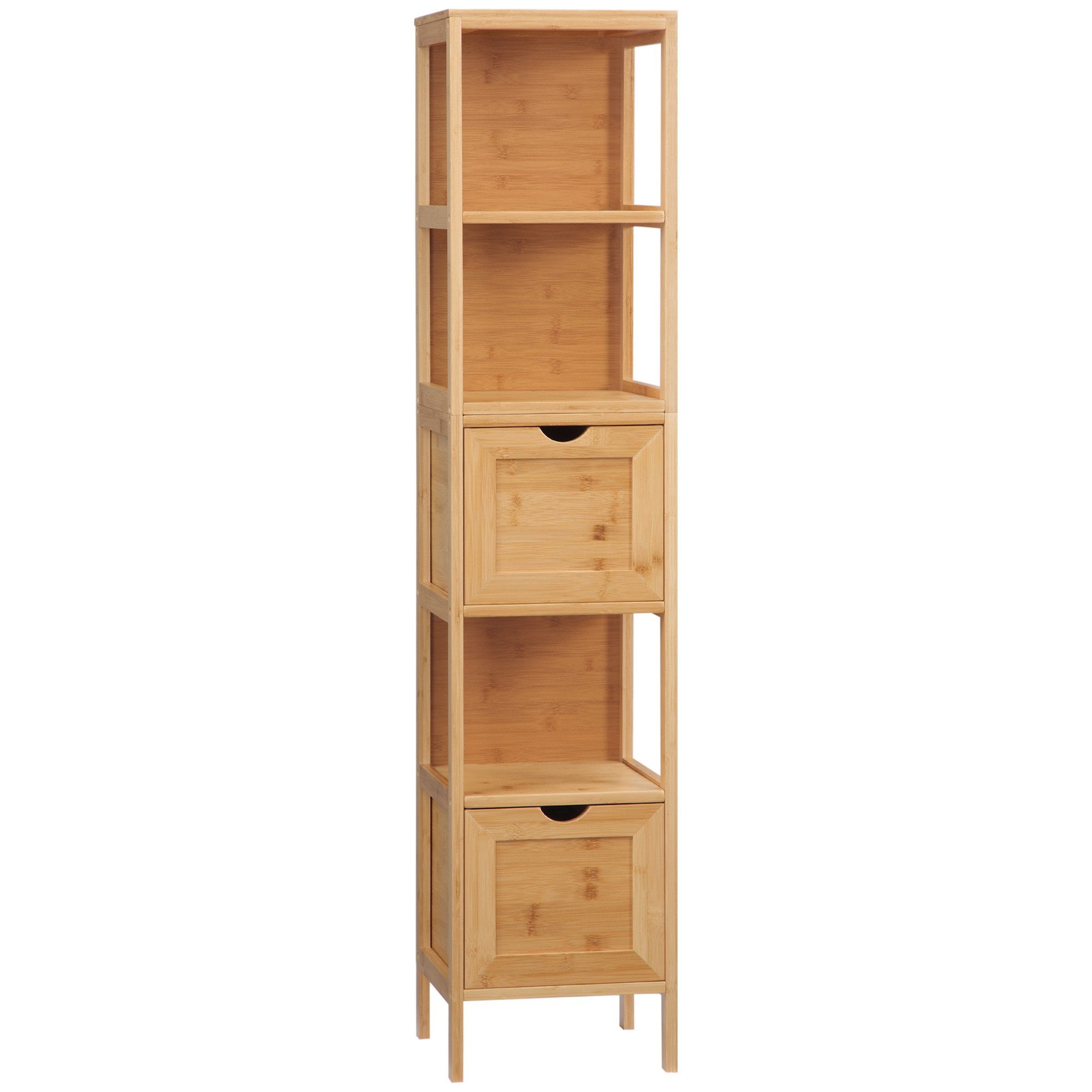 Kleankin Badkommode Aufbewahrungsschrank mit Kippschutz aus Bambus (Badschrank, 1 St., Badezimmerschrank), Naturholz, 30 x 30 x 140 cm