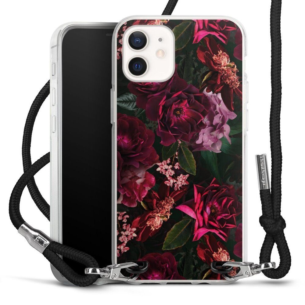 DeinDesign Handyhülle Rose Blumen Blüte Dark Red and Pink Flowers, Apple iPhone 12 Handykette Hülle mit Band Case zum Umhängen