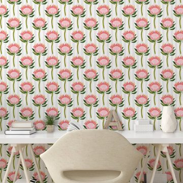 Abakuhaus Vinyltapete selbstklebendes Wohnzimmer Küchenakzent, Blumen Protea-Blumen-Garten-Kunst