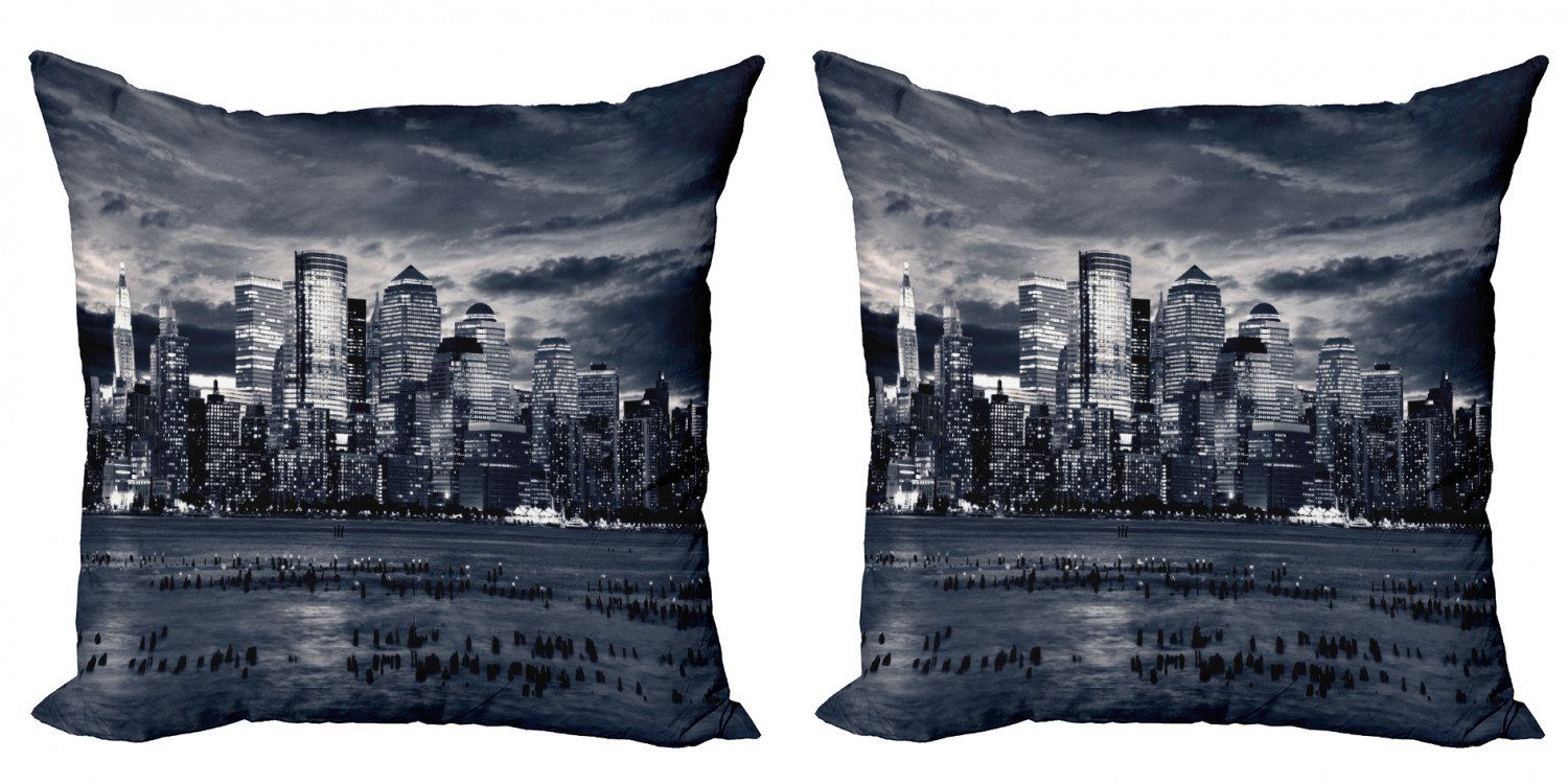 Kissenbezüge Modern Accent Doppelseitiger Digitaldruck, Abakuhaus (2 Stück), Stadt Dramatische Ansicht NYC Skyline | Kissenbezüge