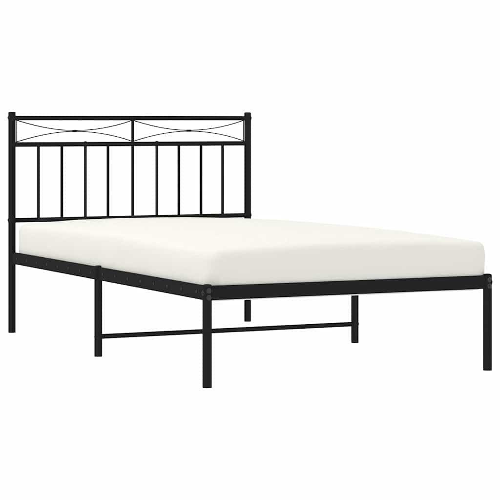 vidaXL Bett Bettgestell mit Kopfteil Metall Schwarz 100x200 cm