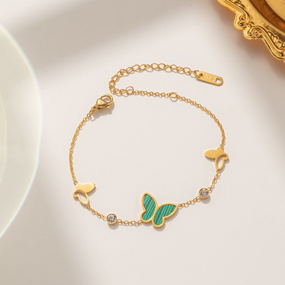 (1-tlg), Armband Schmetterling ENGELSINN Geschenkbox Grün Goldarmband Armreif Gold Kettenarmband inkl.