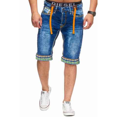 L.gonline Sweatshorts Herren Jeans Shorts, Kurze Hose, Bermuda, Dicke Naht, L-2020 (Shorts, kurze Jeans, kurze Hose, 1-tlg) mit dicker farbiger Naht