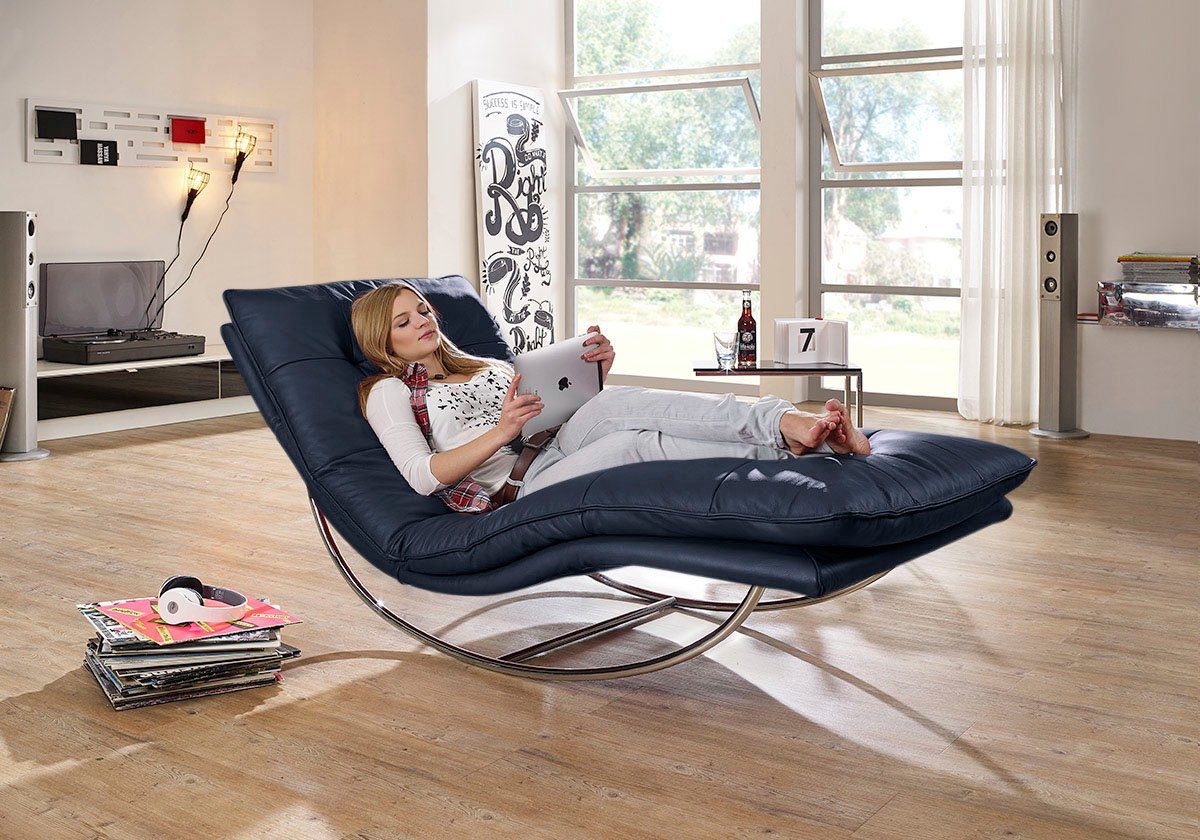 W.SCHILLIG Relaxliege daily dreams, in Waffelkissen-Optik, Schaukelgestell Chrom glänzend, in 2 Breiten