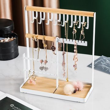 TWSOUL Schmuck Etagere Halskettenhalter mit Tablett zur Aufbewahrung Halsketten, Ringe, Uhren