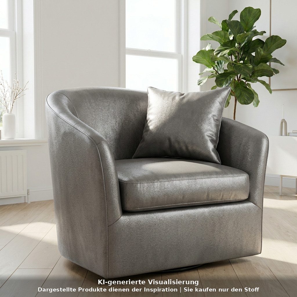 novely® Stoff Abverkauf PLATIN, Glänzender Luxus Möbelstoff Ultra-Clean, Ultra-Clean, Abriebfest, Pflegeleicht, Meterware, 1lfm