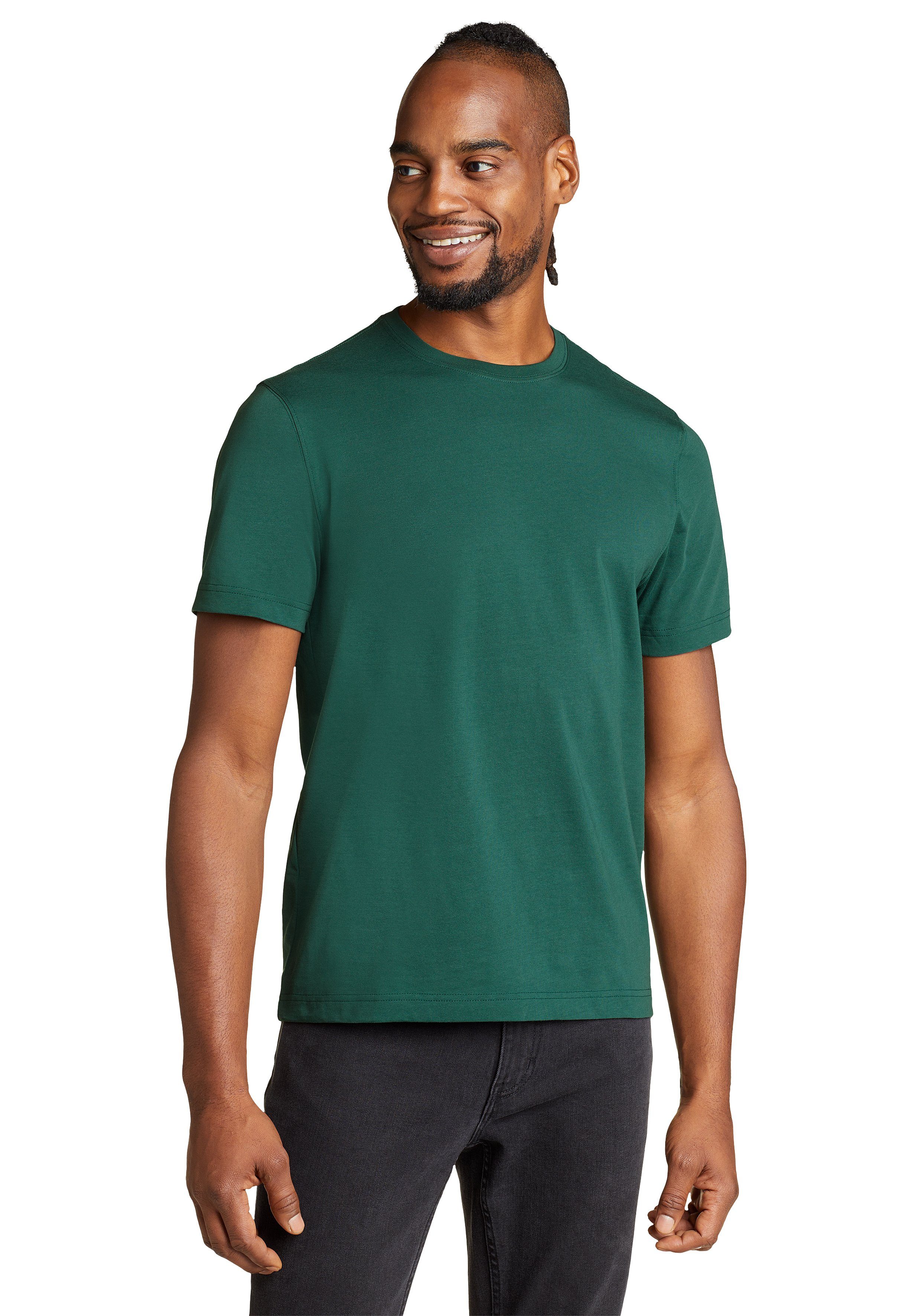Eddie Bauer - Baumwolle fit 100% - T-Shirt Wash Immergrün Shirt Dunkles Legend Slim