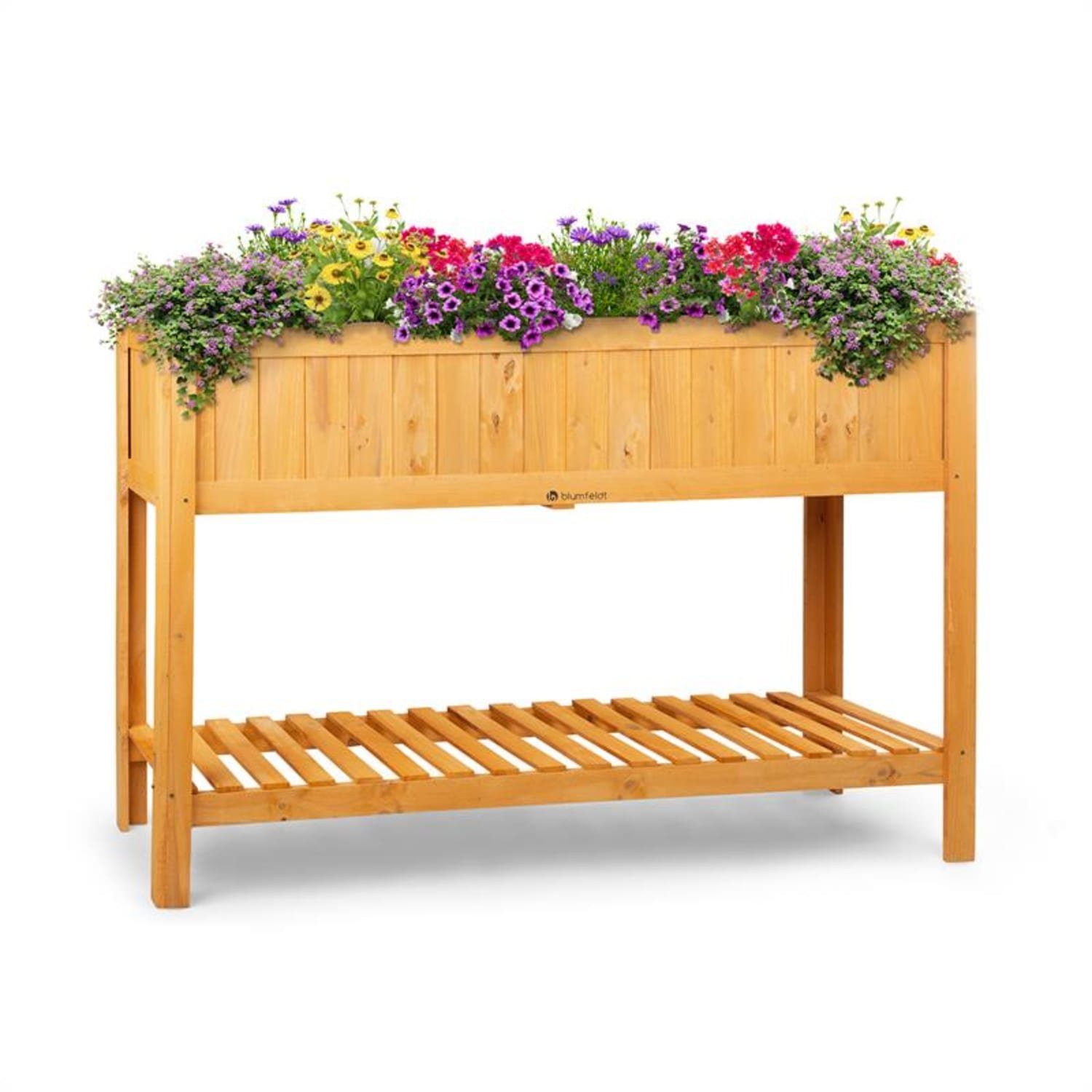 blumfeldt Blumentopf Altiplano Cubic Hochbeet, Pflanzkübel Outdoor Balkon außen groß Holz Garten