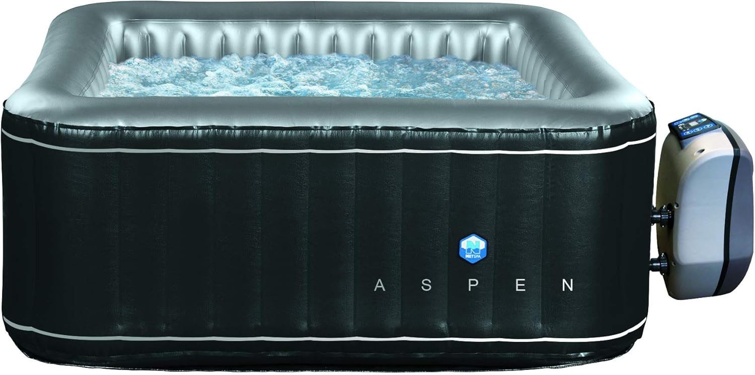 JUNG Whirlpool NetSpa 168x168cm, Whirpool aufblasbar, eckig für 4 Personen Indoor & Outdoor