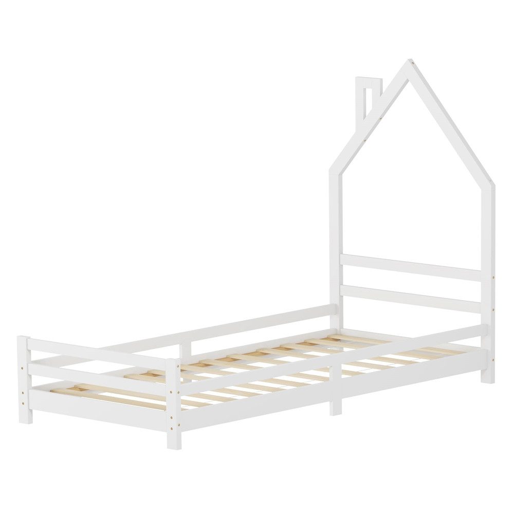 Spielbett Hausbett Holzbett mit Lattenrost Jugendbett aus massivem Kiefernholz
