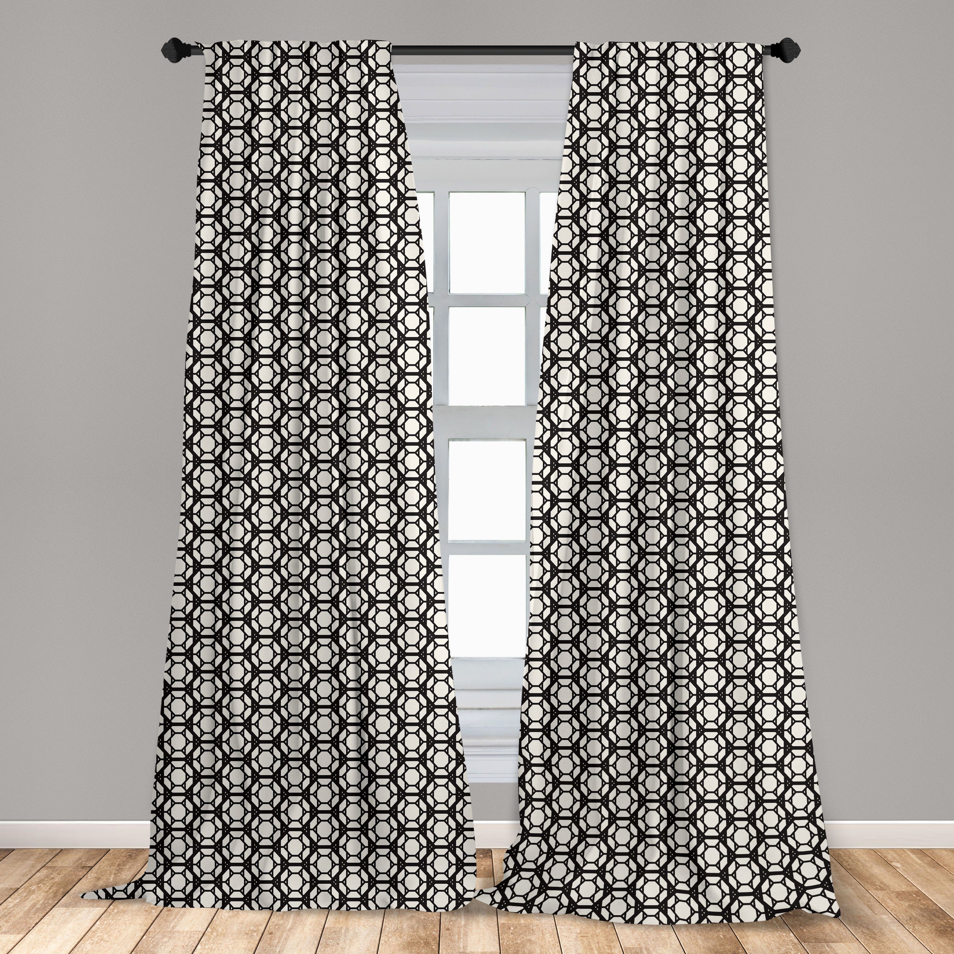 Gardine Vorhang für Wohnzimmer Schlafzimmer Retro Geometrische Hipster Microfaser, Dekor, Abakuhaus, Octagonal
