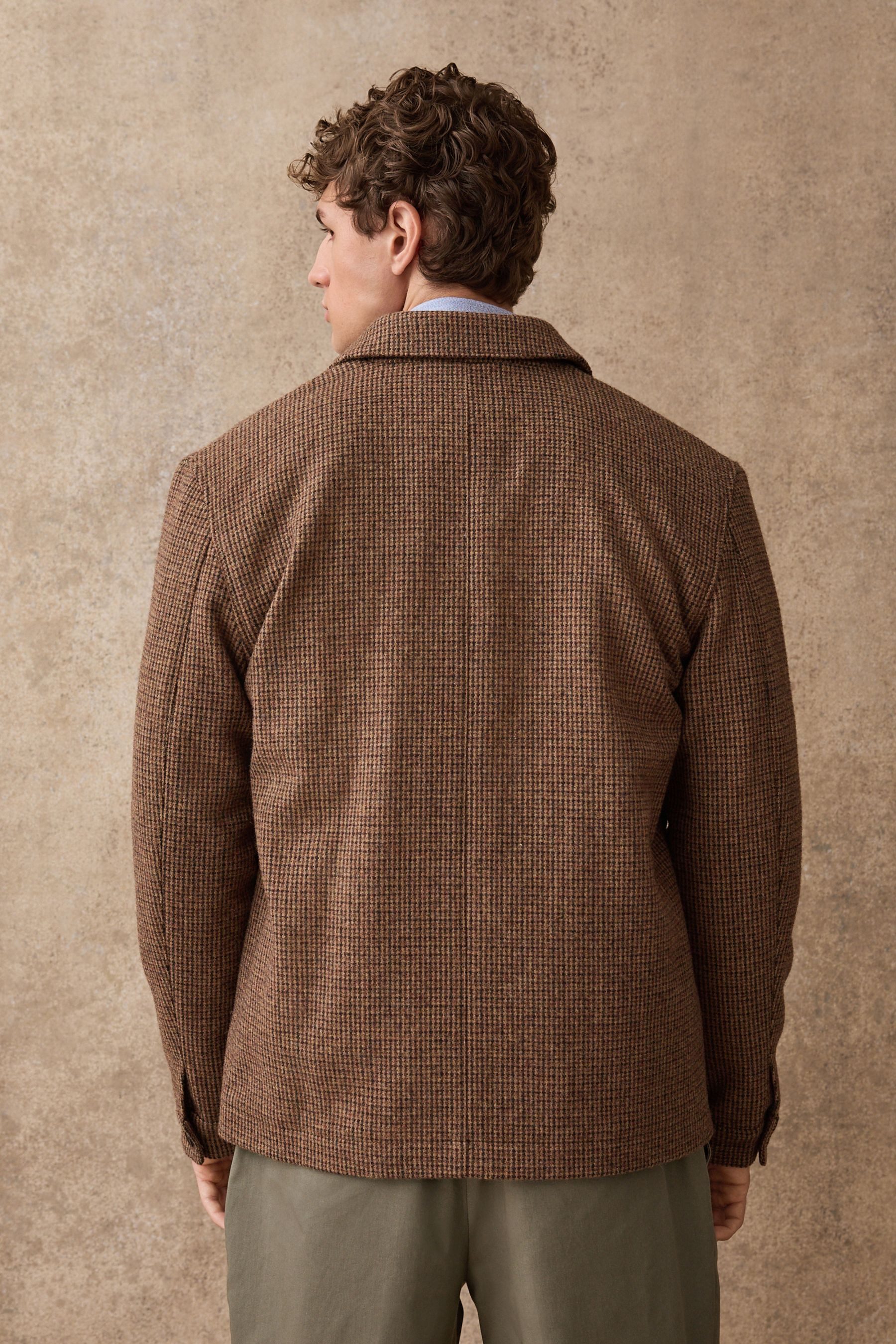 Next Wolljacke Strukturierte Chore Jacke mit Hahnentrittmuster (1-St)