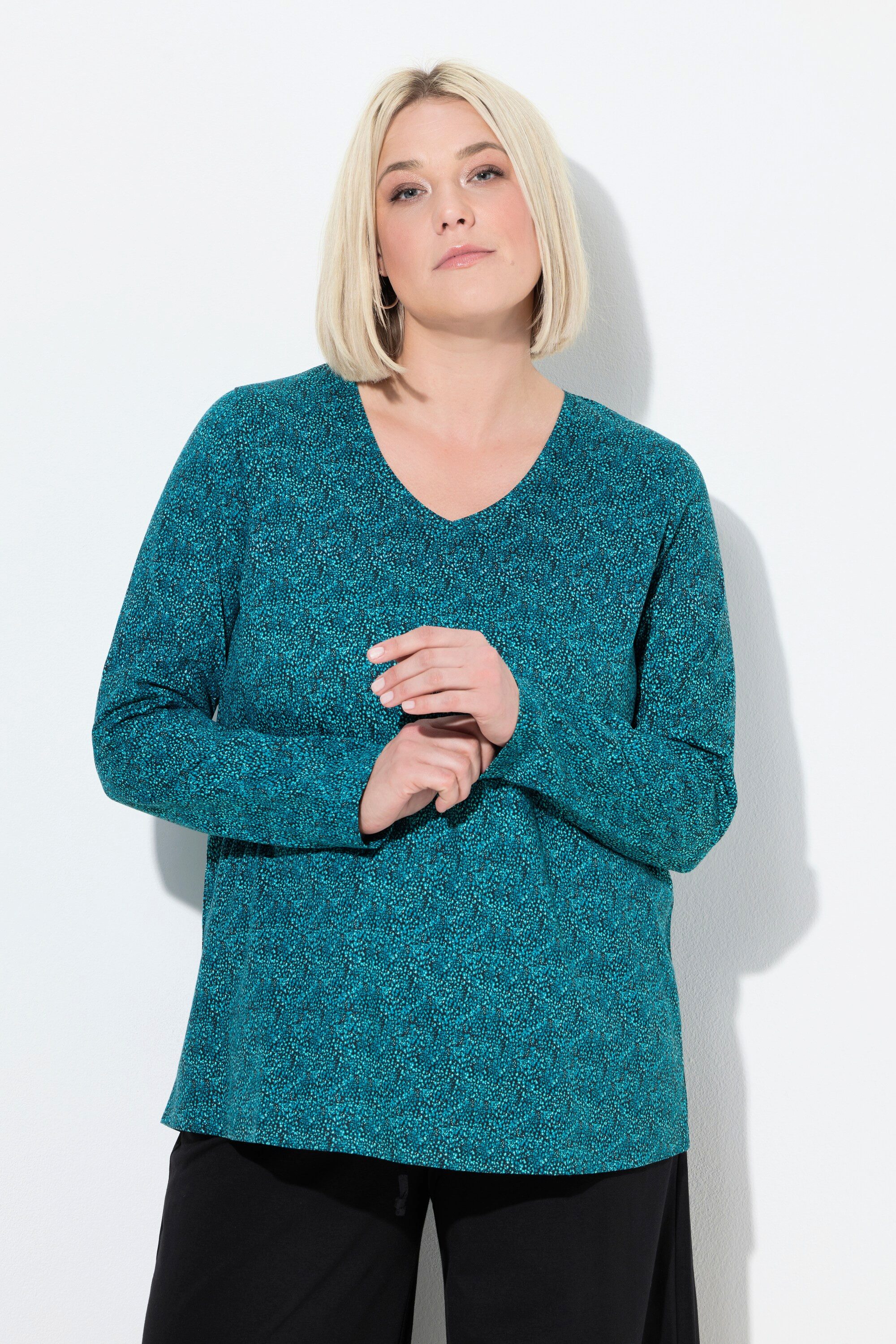 Ulla Popken Longshirt Shirt bedruckt A-Linie günstig online kaufen