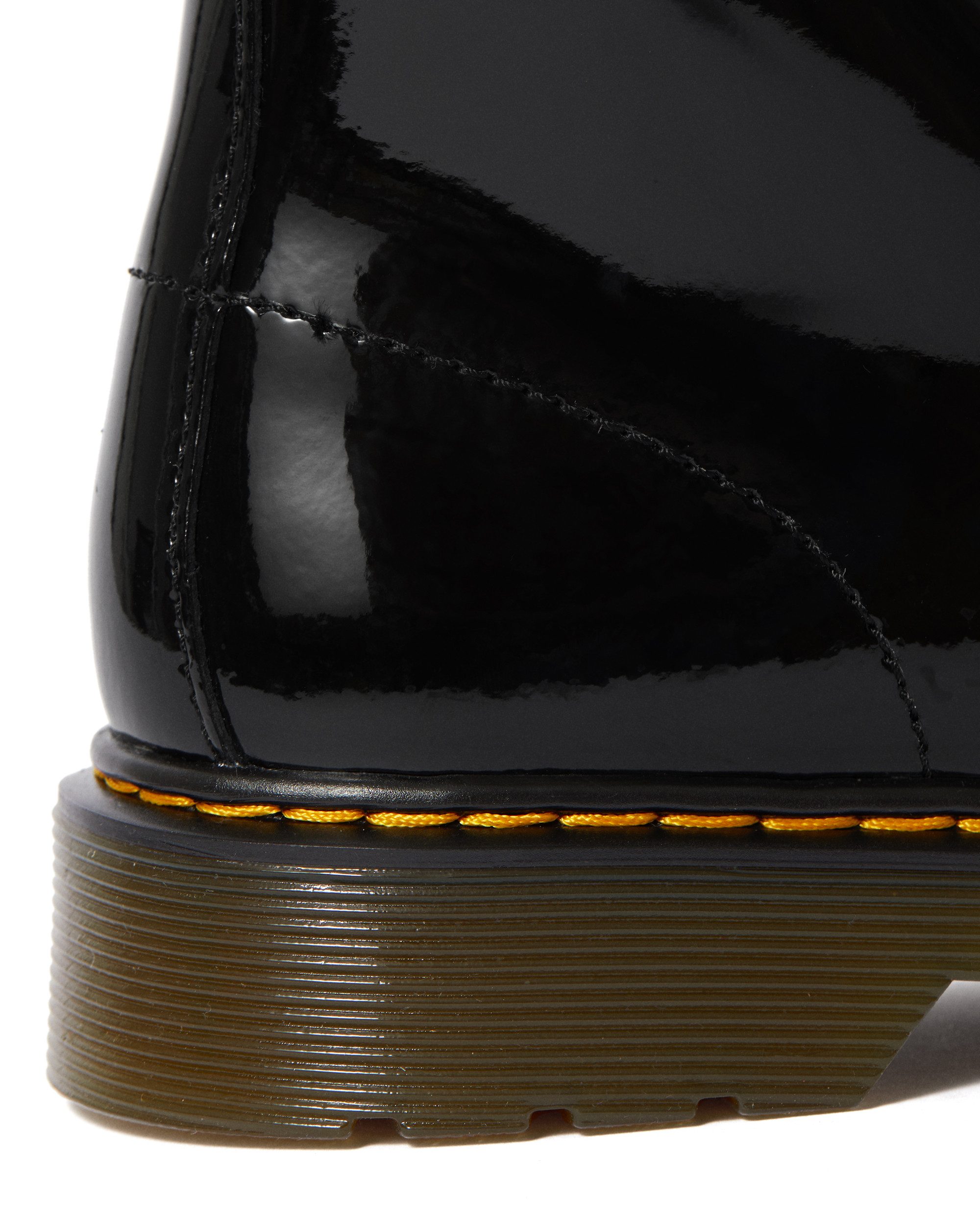 DR. MARTENS 1460 Y Black Patent Lamper Schnürboots Kinder Stiefel, Boots mit logobedruckter Anziehlasche