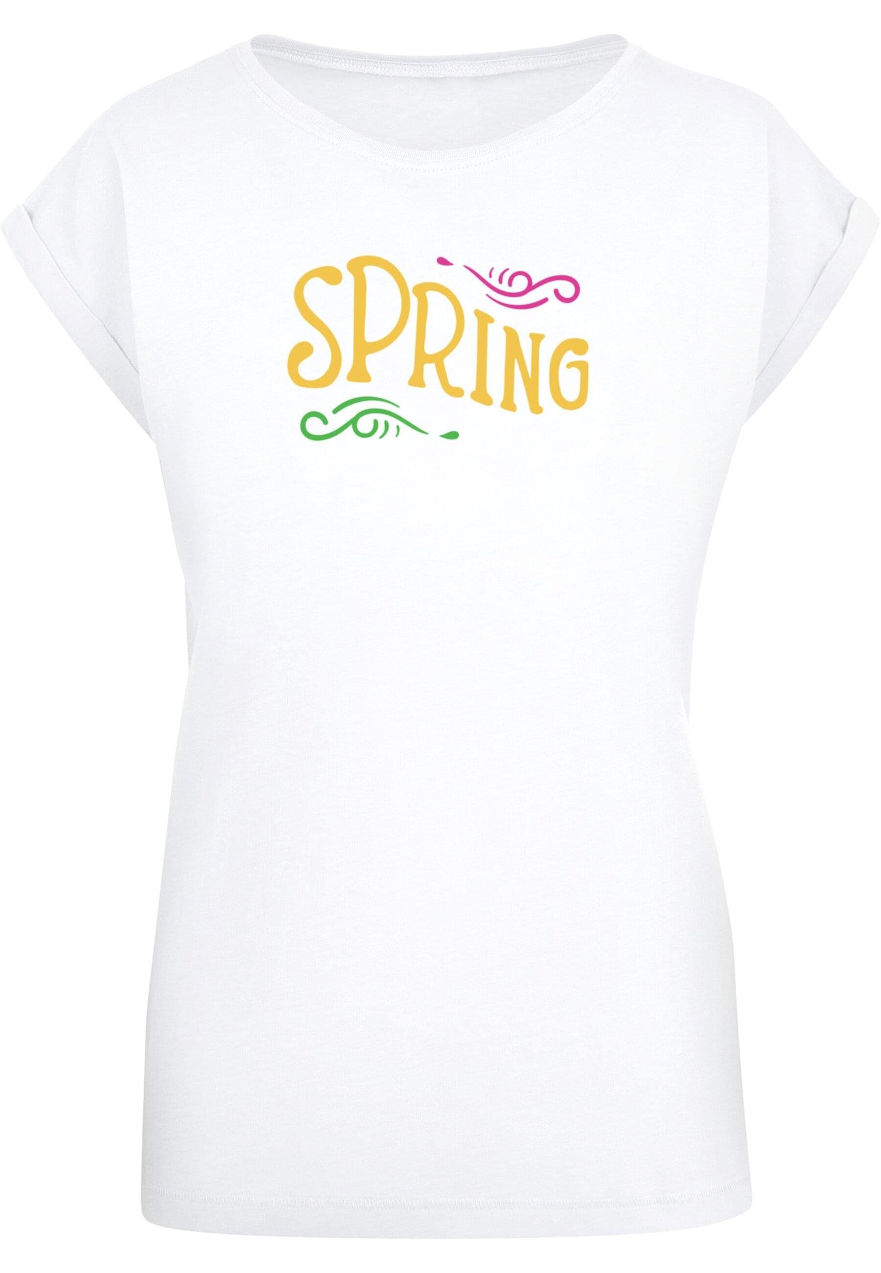 text - Extended (1-tlg) Merchcode T-Shirt Spring Shoulder Damen Ladies Tee