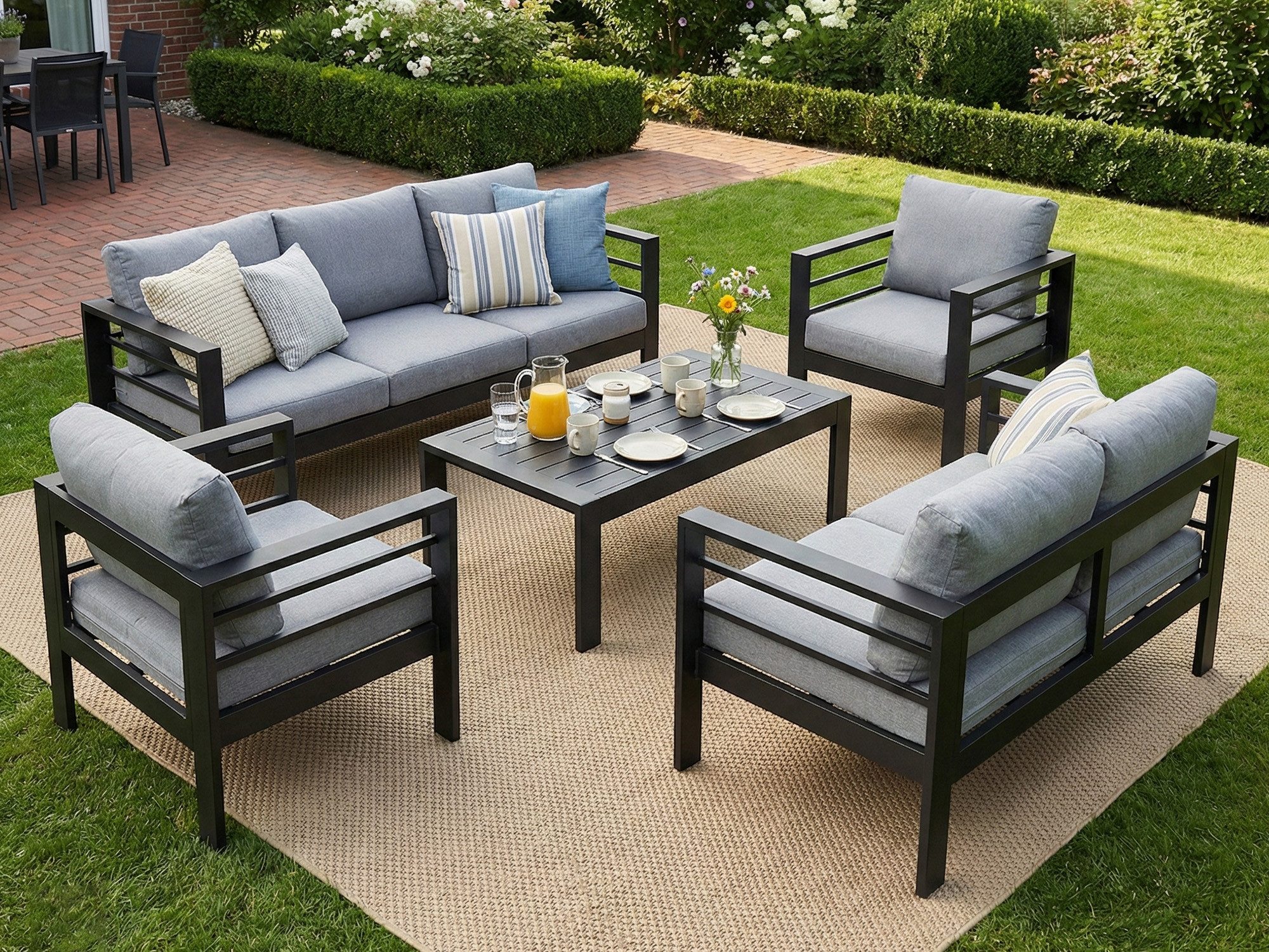 MeXo Gartenlounge-Set Gartenmöbel Set Aluminium 6-7 Personen Outdoor Wetter günstig online kaufen